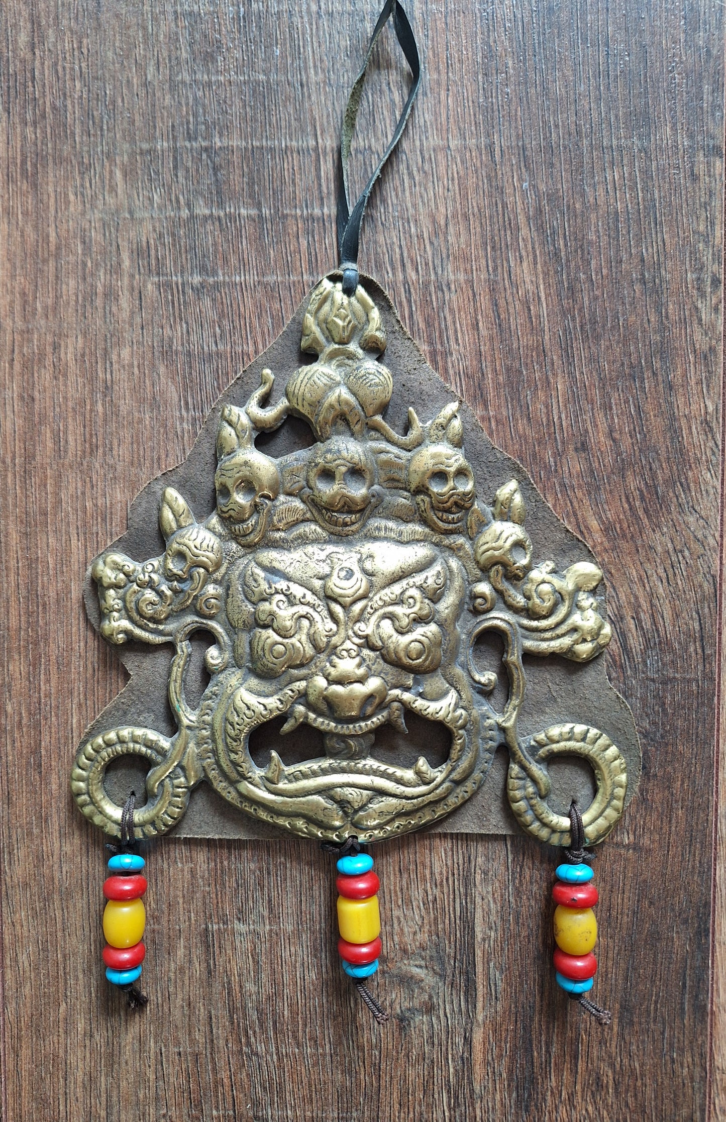 Vintage brass Mahakala wallhanger