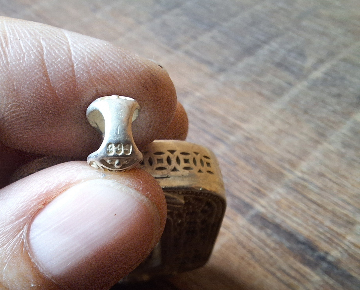 Vintage silver prayer wheel pendant