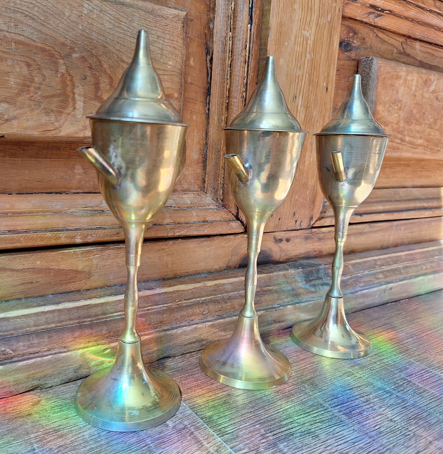 Vintage Dutch brass "Snotneus" oil lamp