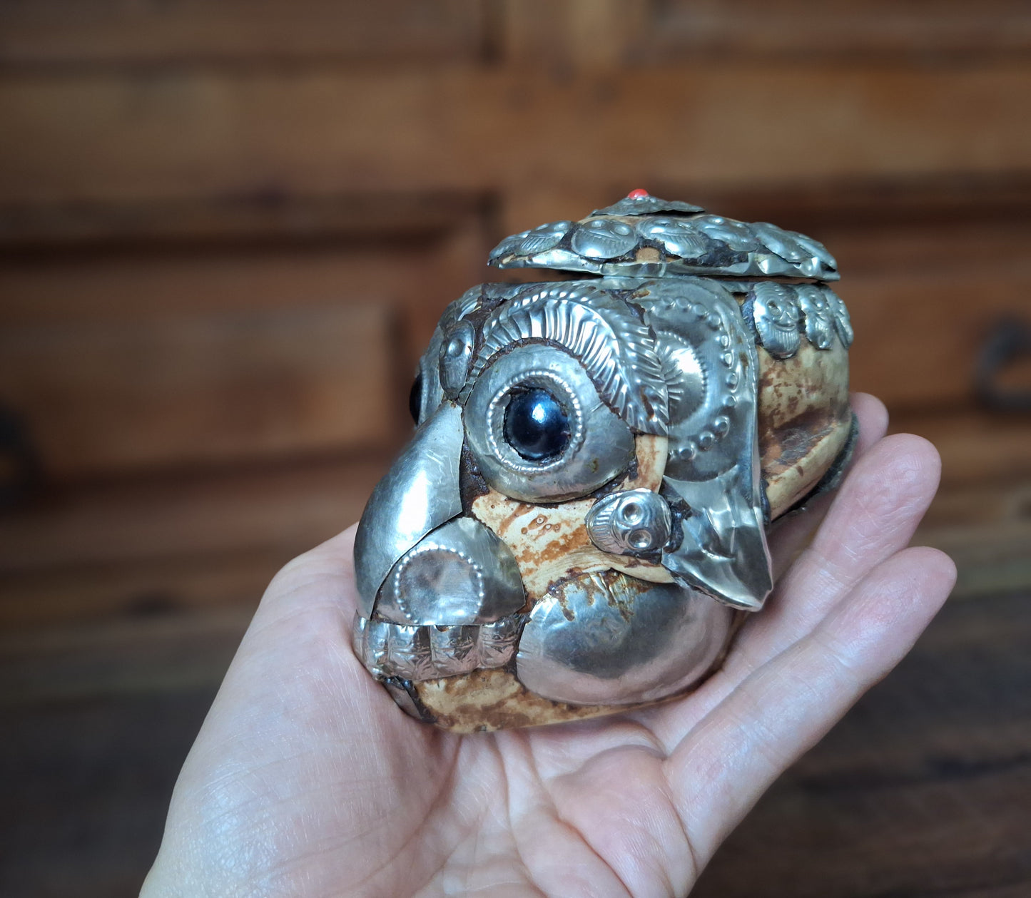 Vintage Tibetan resin monkey skull kapala