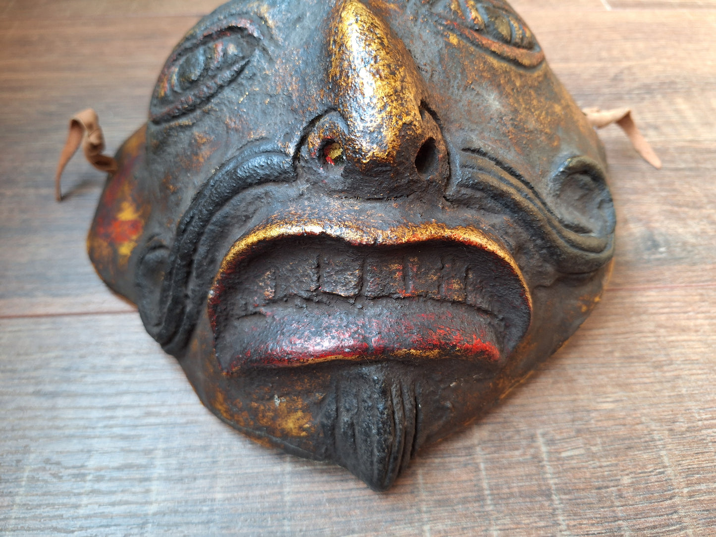 Vintage Nepalese wrathful spirit mask from horn