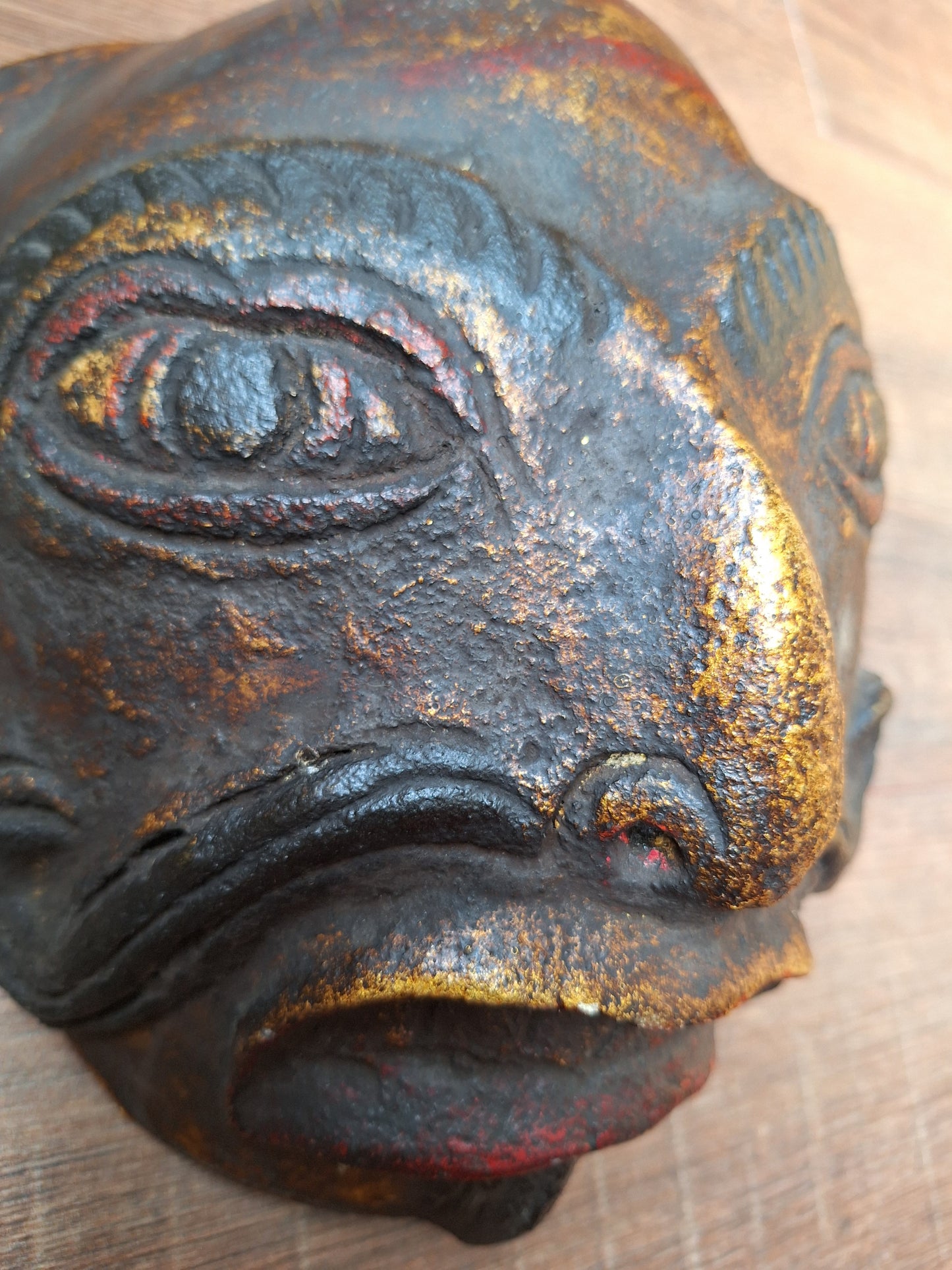 Vintage Nepalese wrathful spirit mask from horn