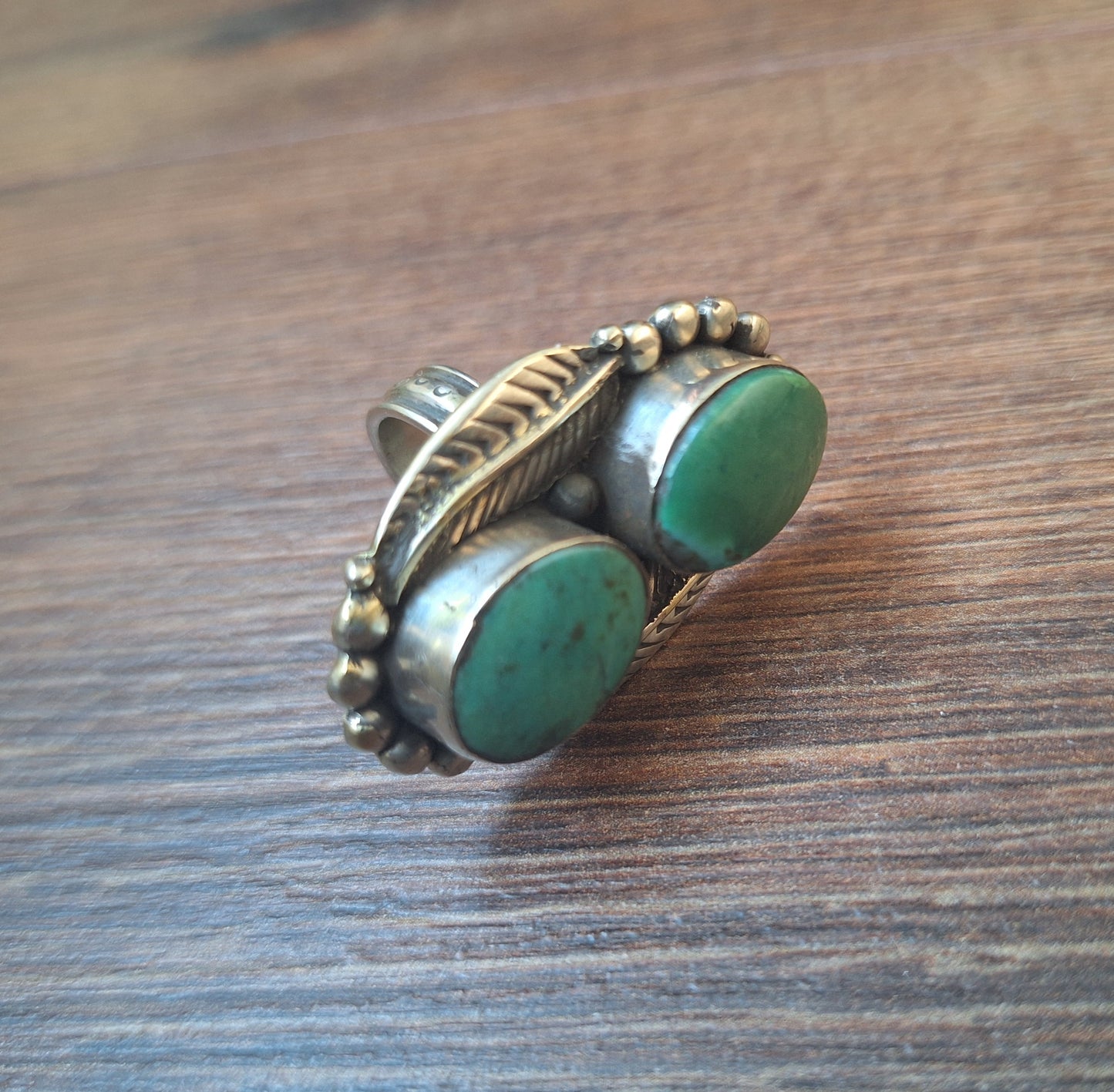 Vintage Nepalese turquoise and Tibetan silver ring
