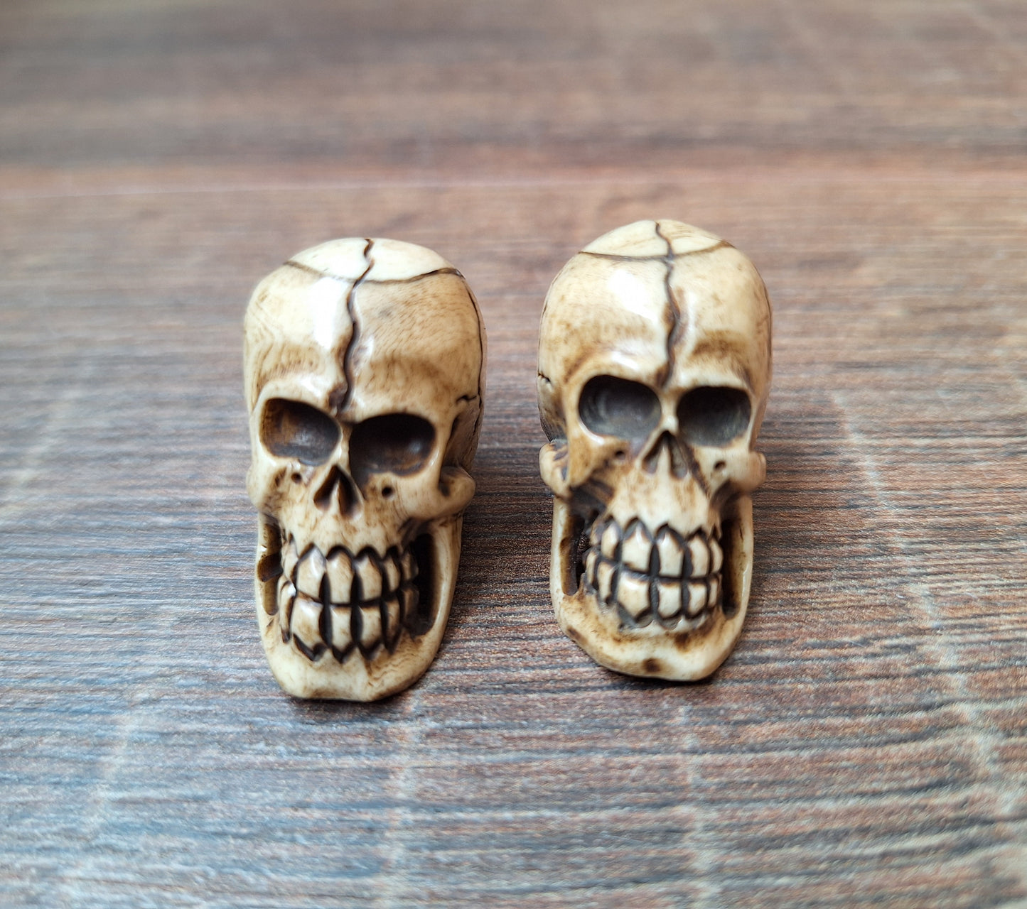 Vintage yak bone skull beads, set of 2