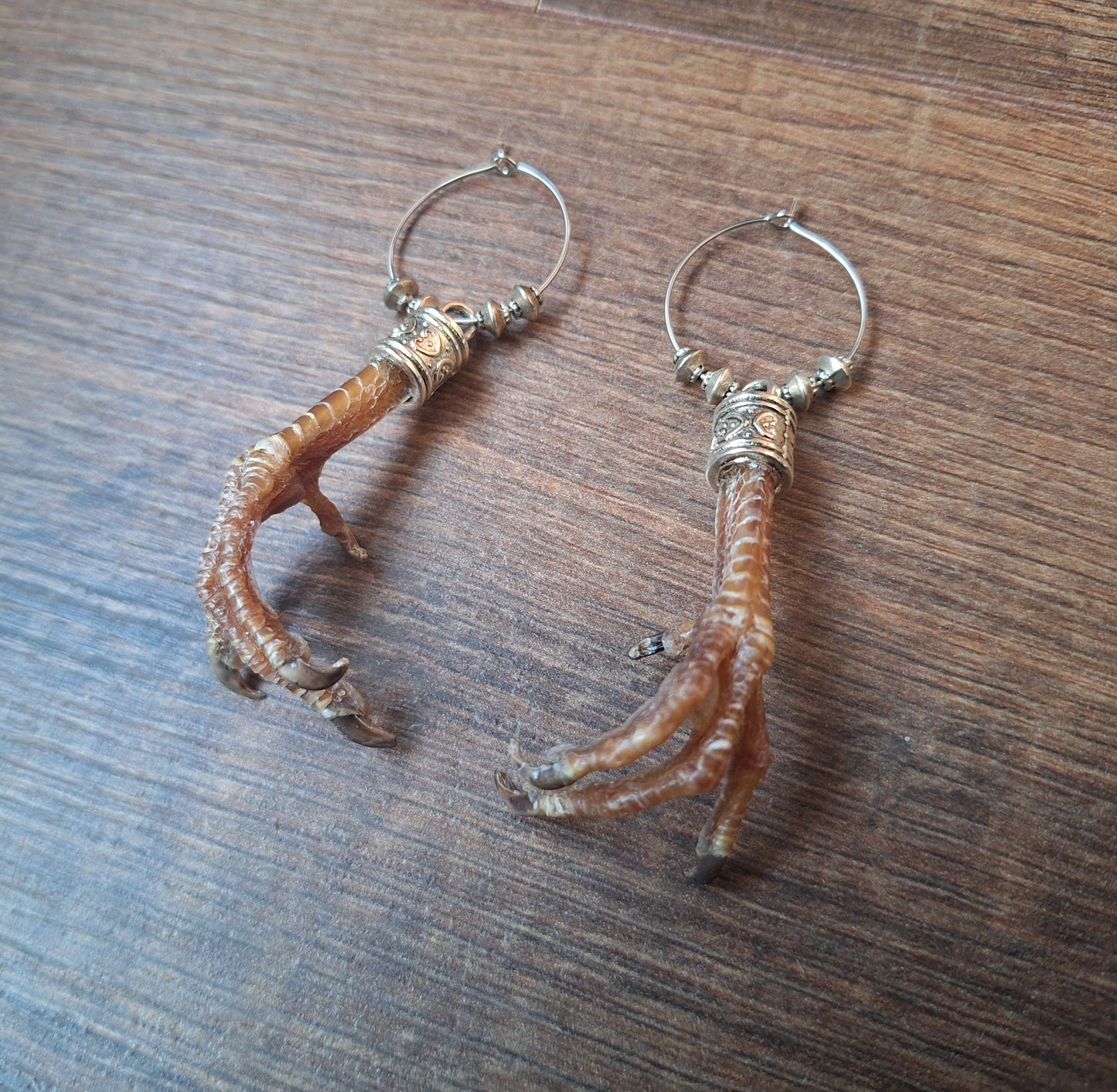 Partridge feet amulet earrings
