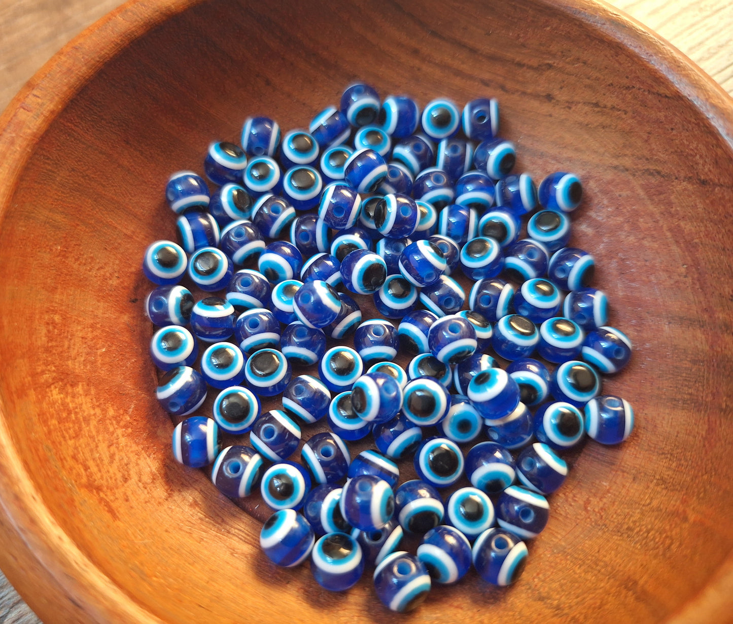 Glass beads Eye, dark blue, set of 10