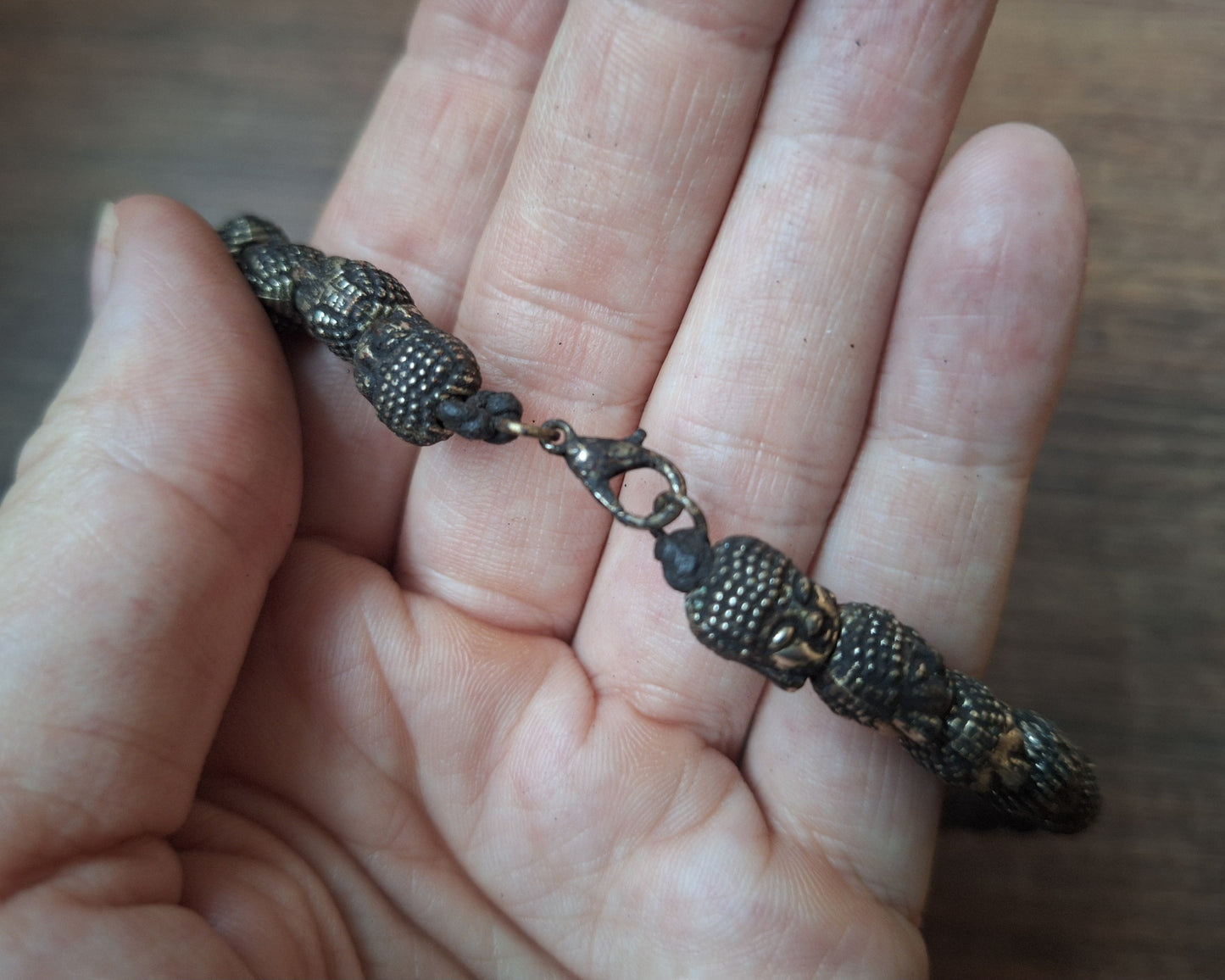 Vintage buddha head necklace with mantra locket, crafting project
