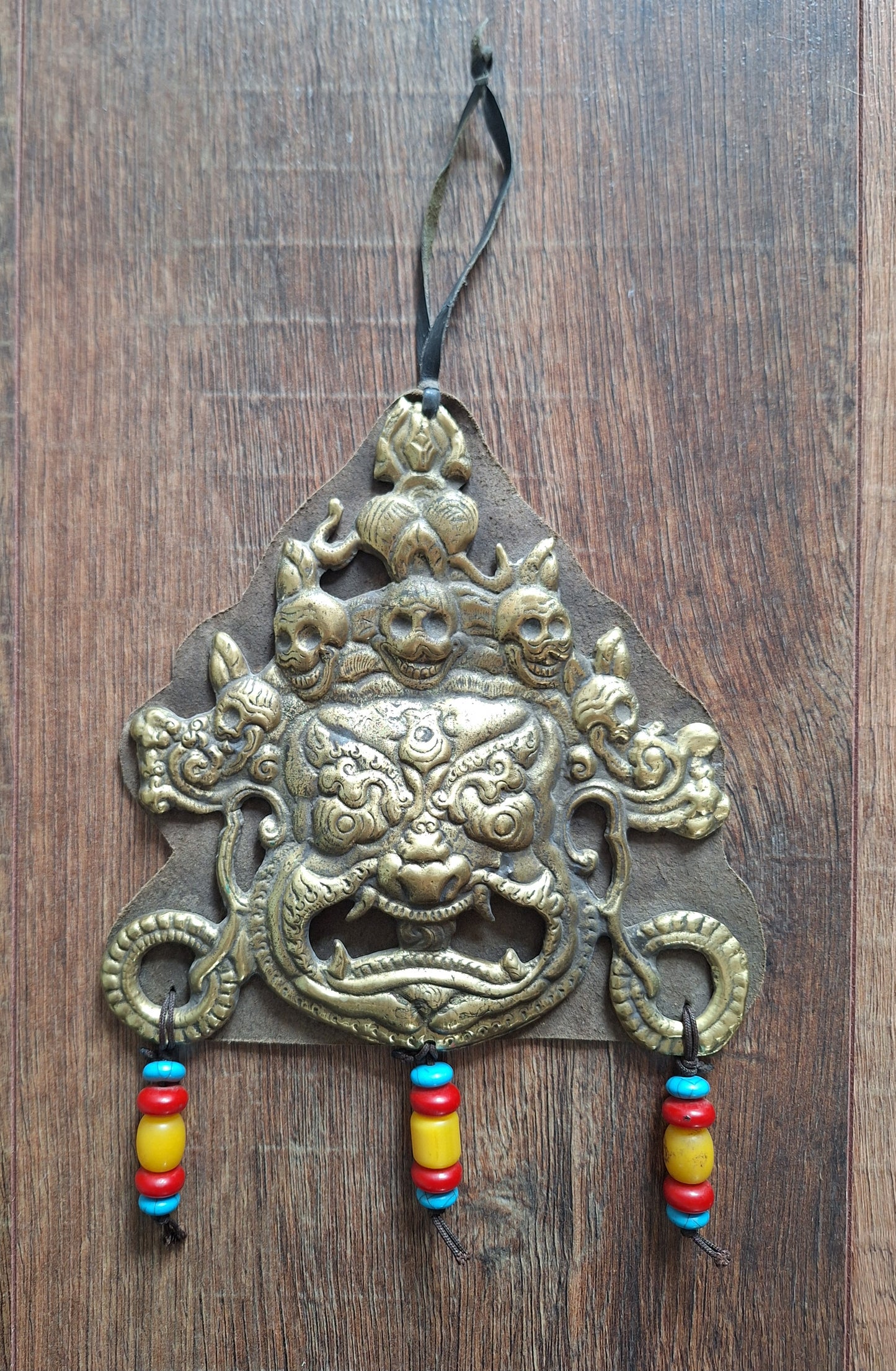 Vintage brass Mahakala wallhanger