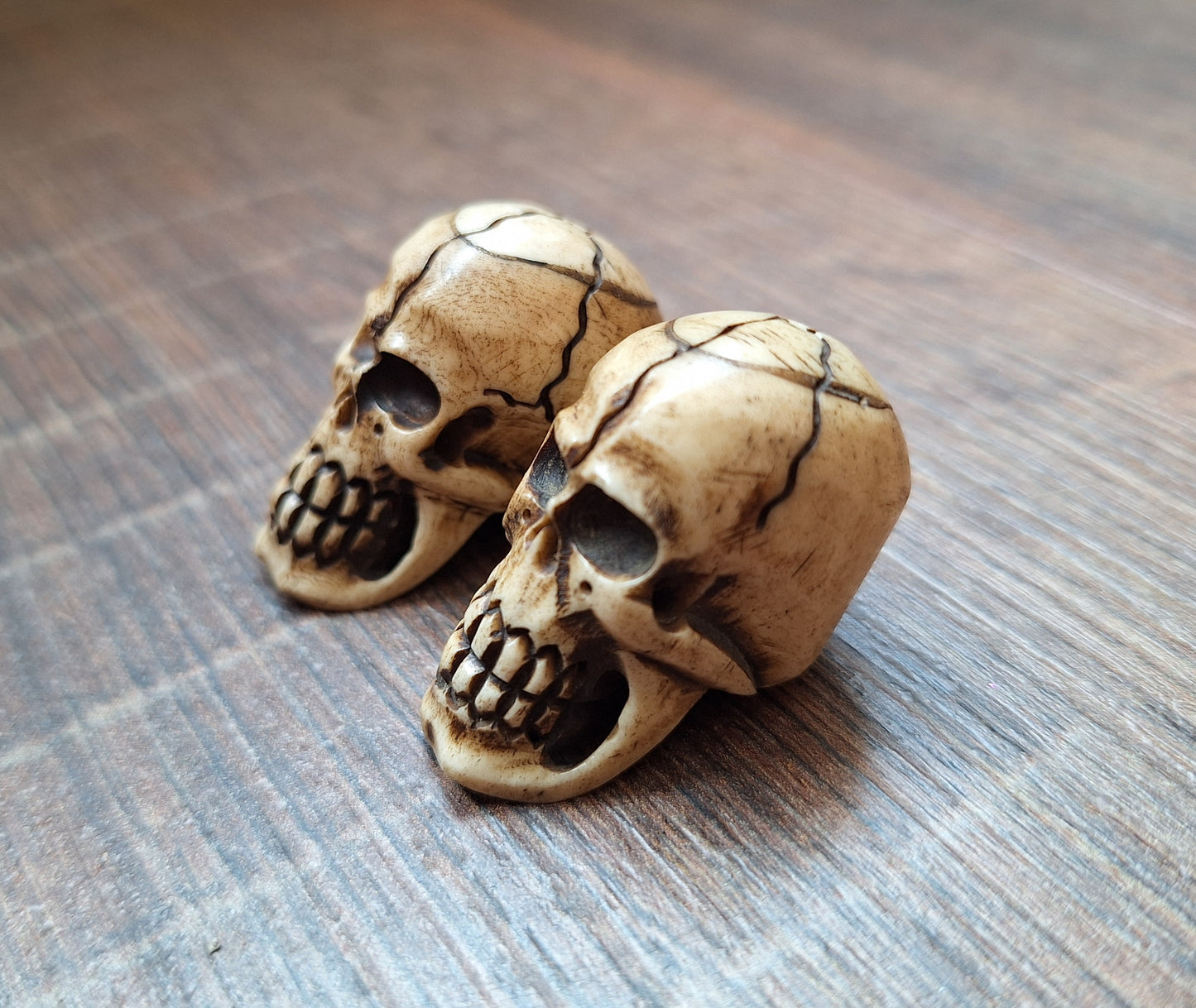 Vintage yak bone skull beads, set of 2