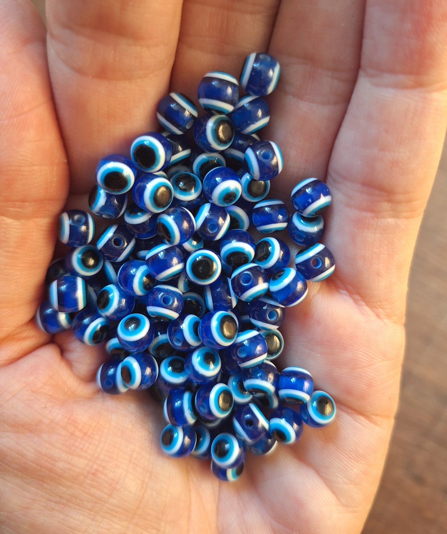 Glass beads Eye, dark blue, set of 10