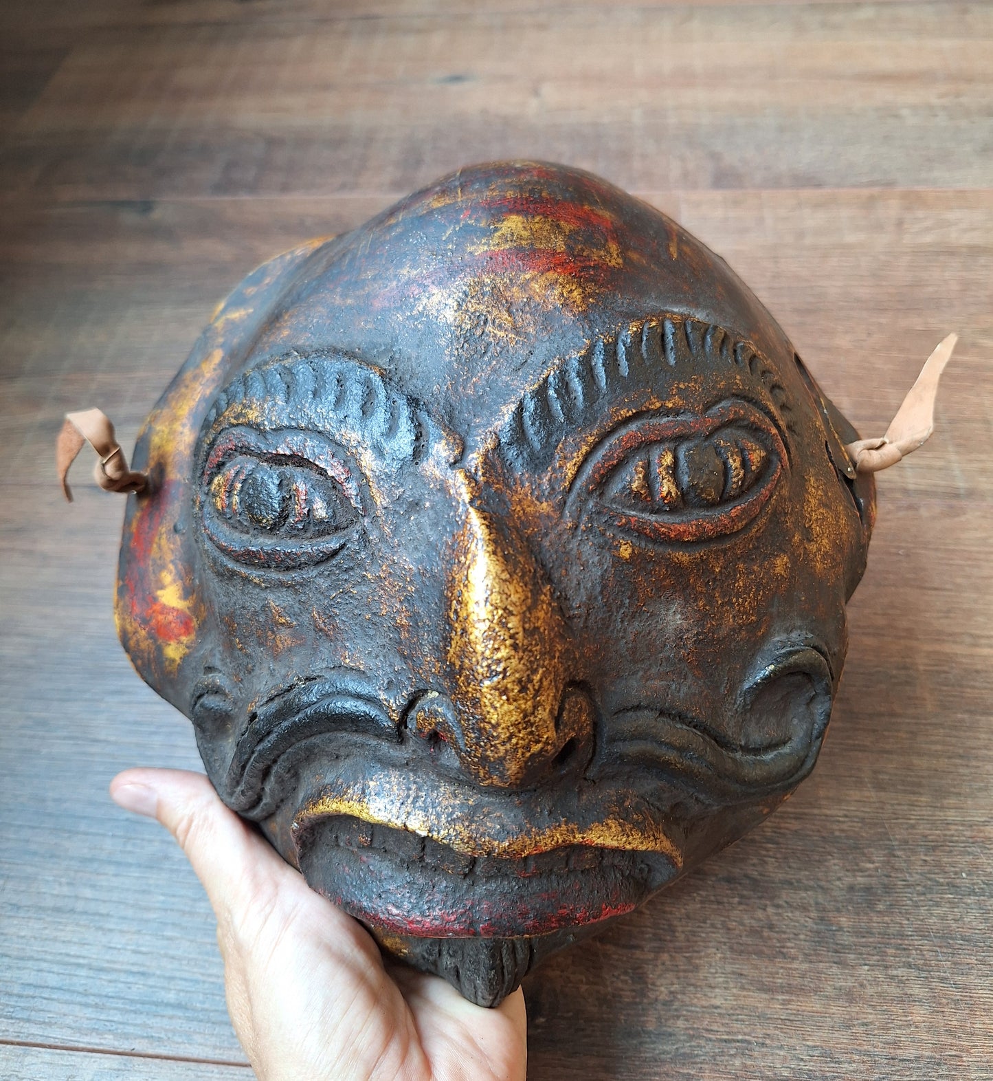 Vintage Nepalese wrathful spirit mask from horn