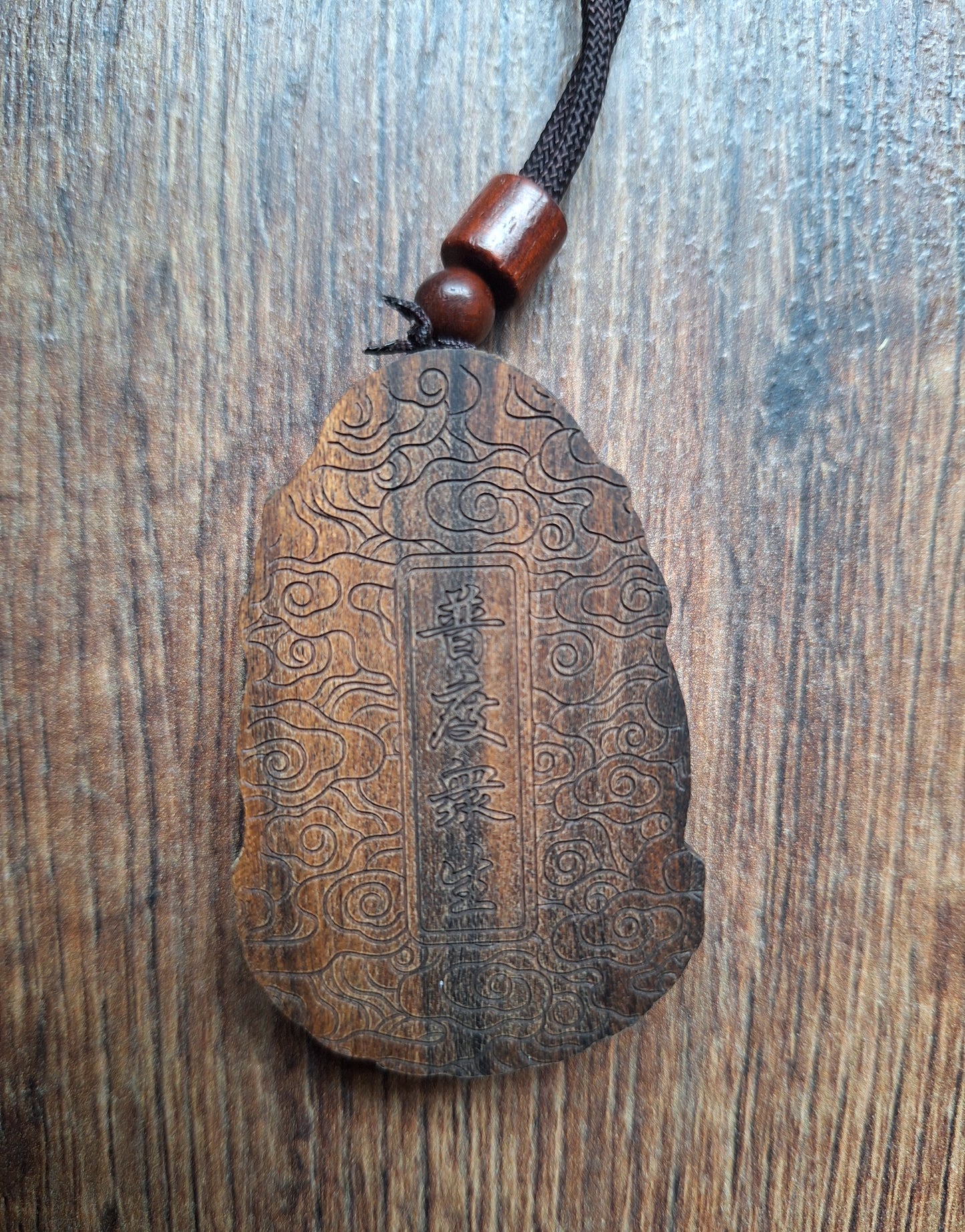 Necklace with wooden pendant Green Tara