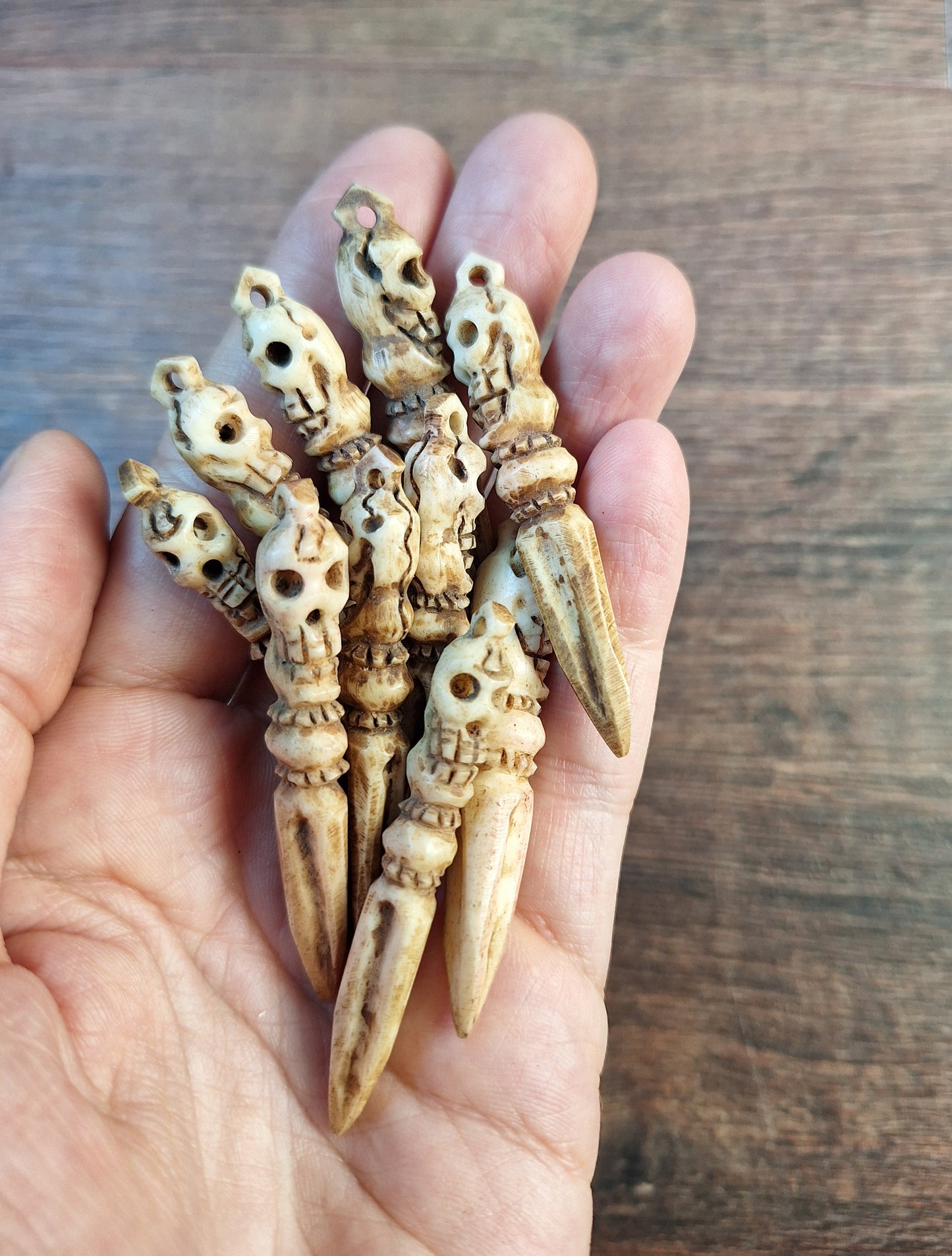 Vintage bone carved phurba pendant