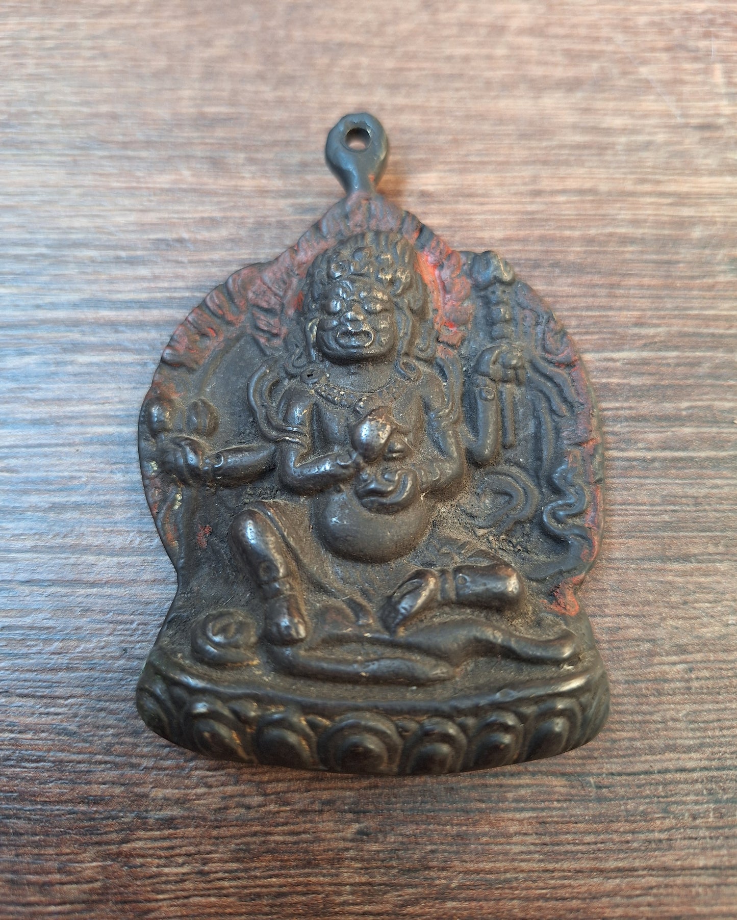 Vintage bronze Mahakala pendant