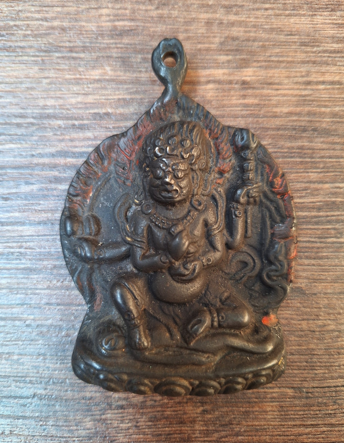 Vintage bronze Mahakala pendant