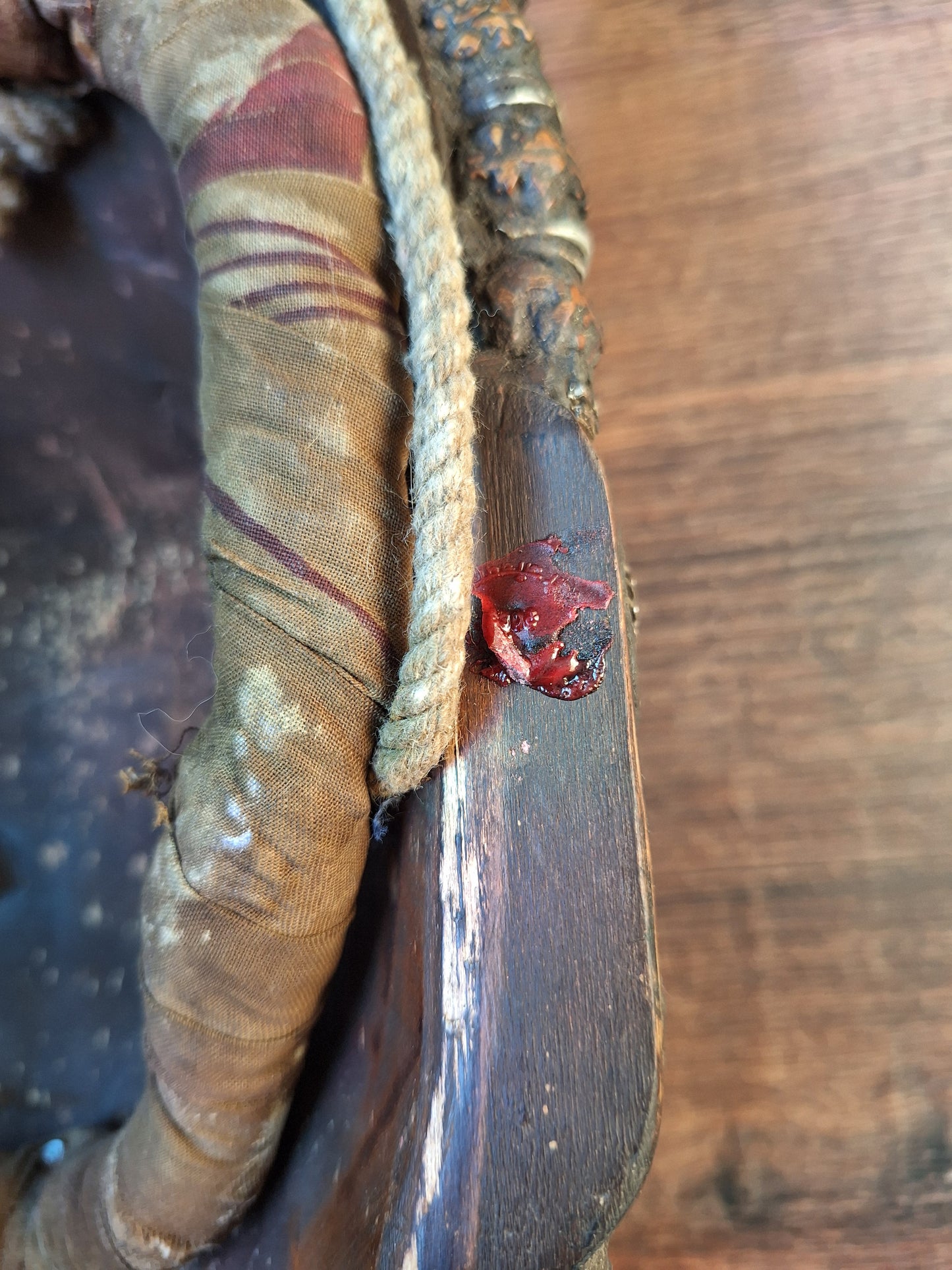 Vintage Nepalese wrathful spirit mask with seeds, shells and horns #1