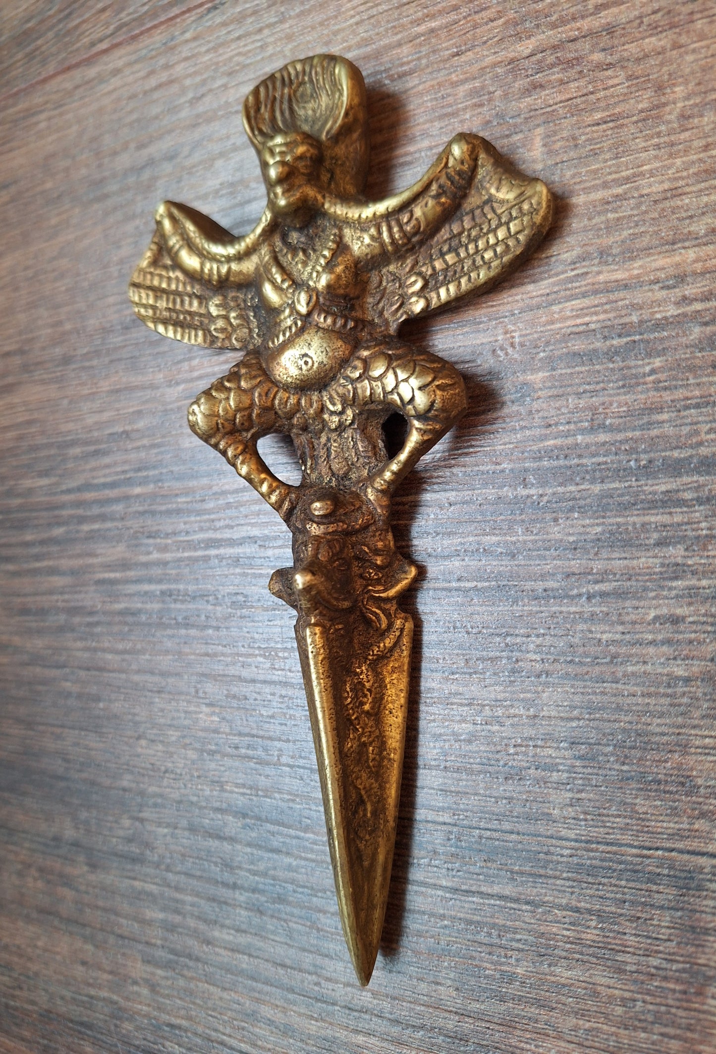 Vintage brass Garuda phurba #4