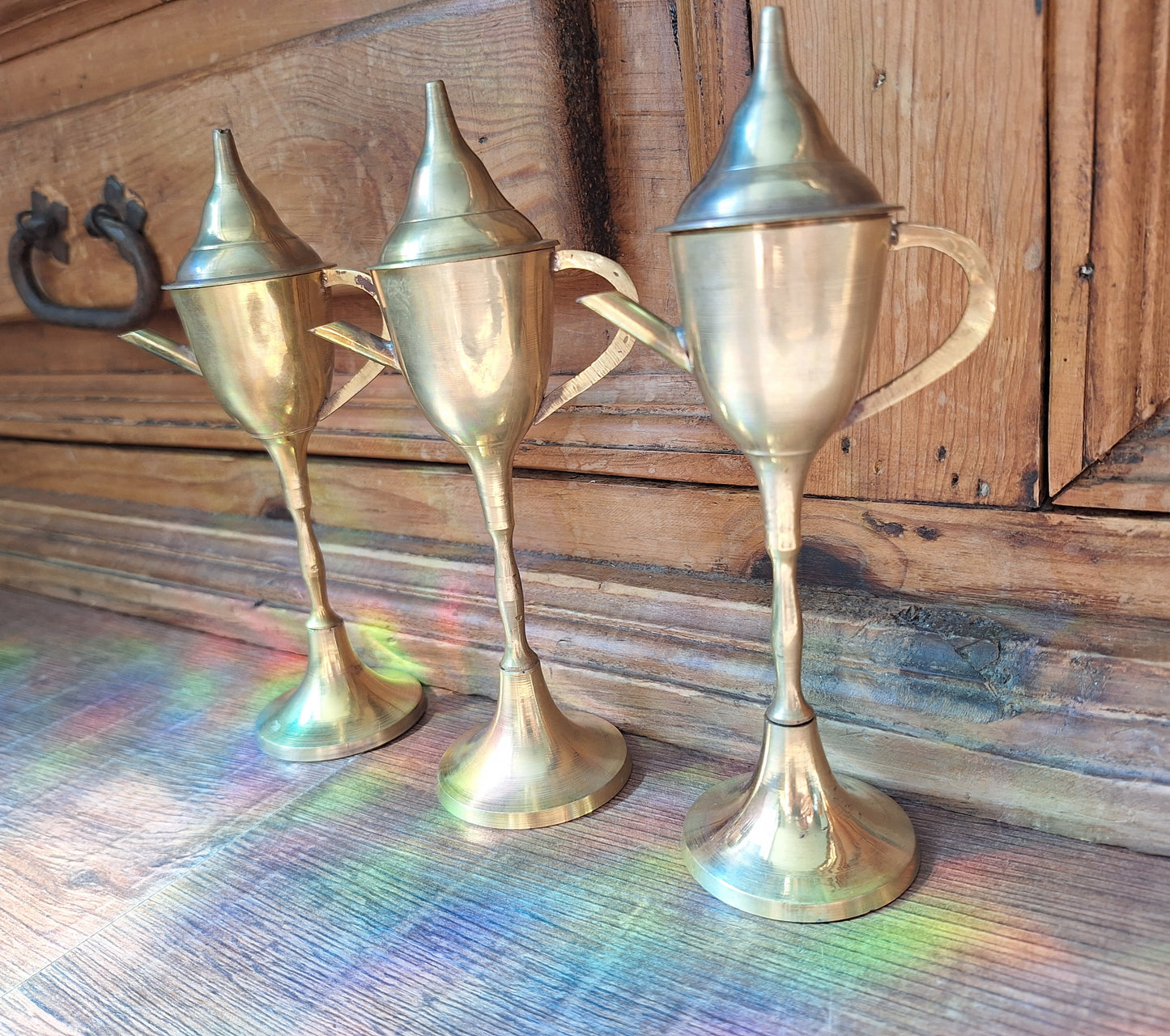 Vintage Dutch brass "Snotneus" oil lamp