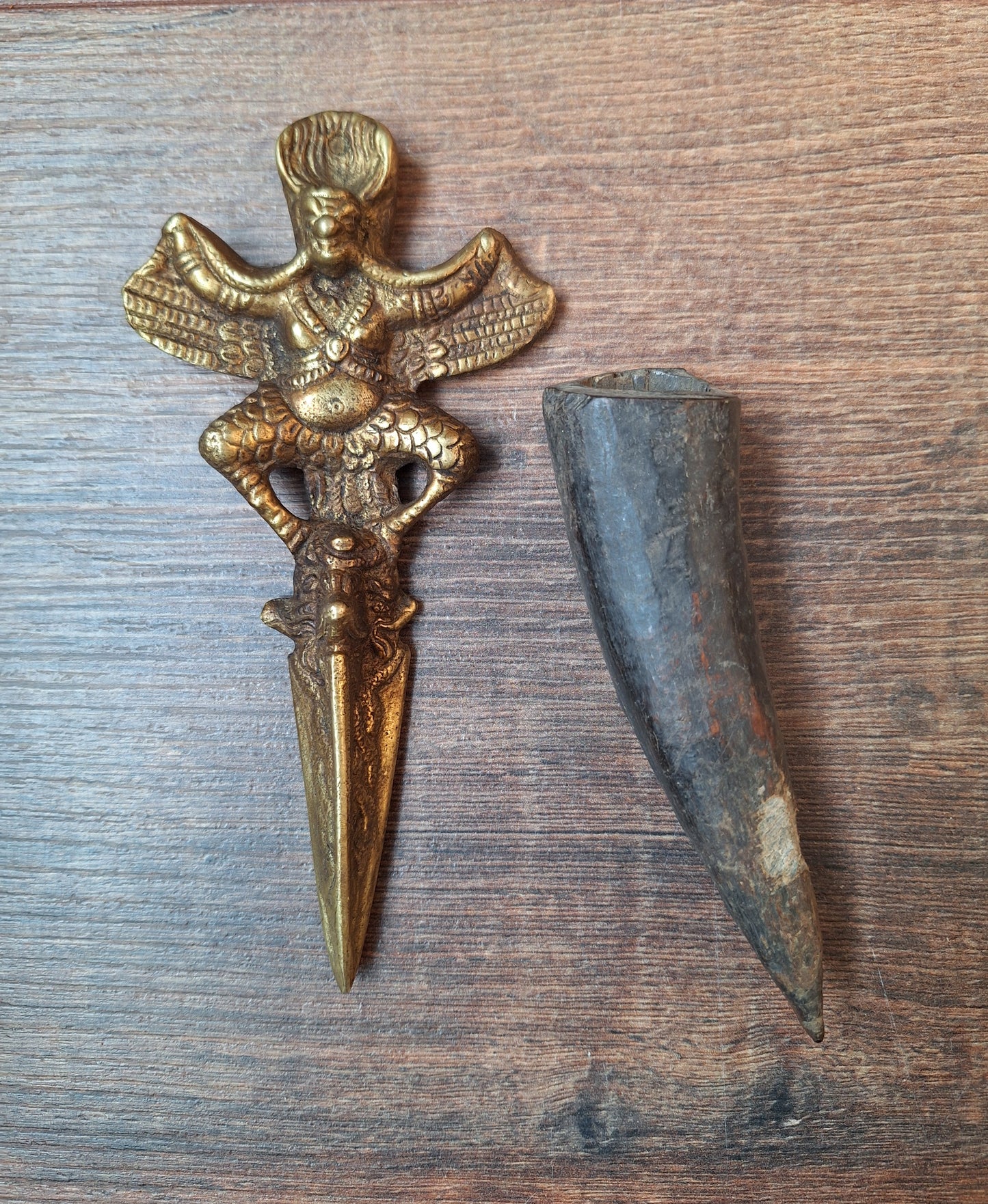 Vintage brass Garuda phurba #4