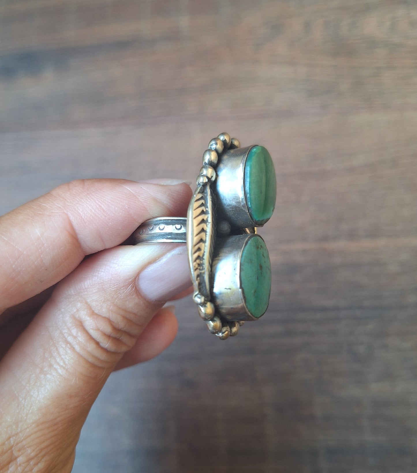 Vintage Nepalese turquoise and Tibetan silver ring