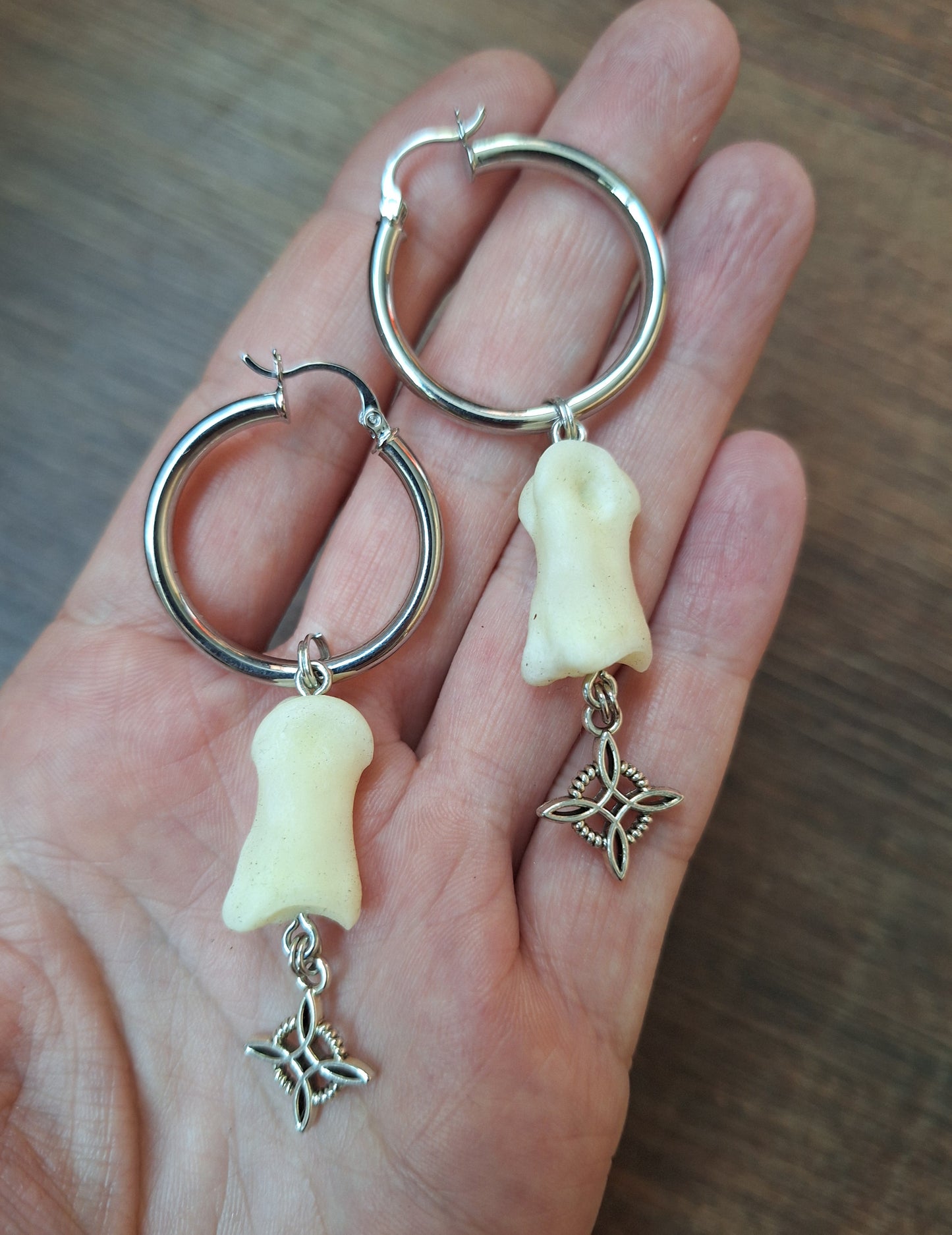 Roe deer foot bones amulet earrings