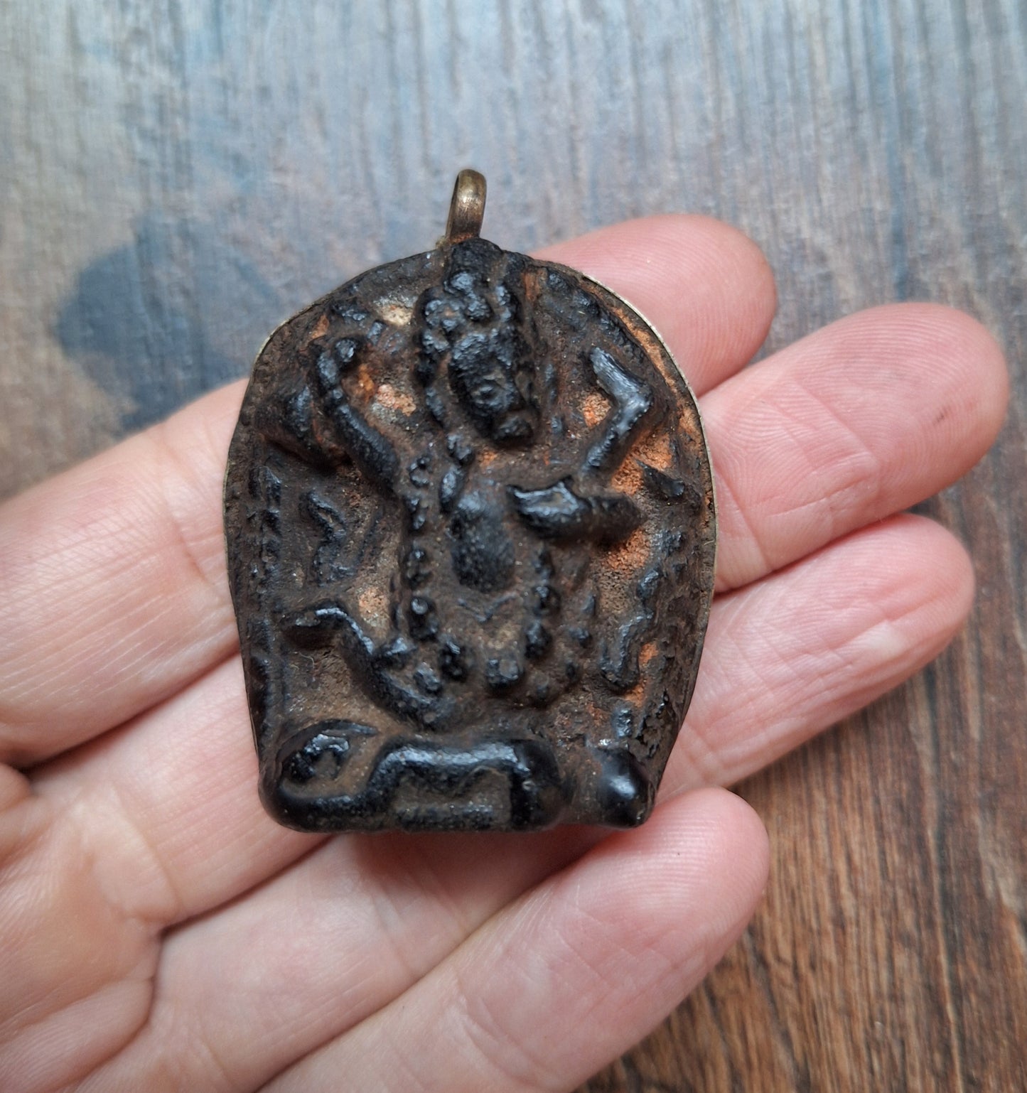 Vintage Nepalese glass pendant Mahakala