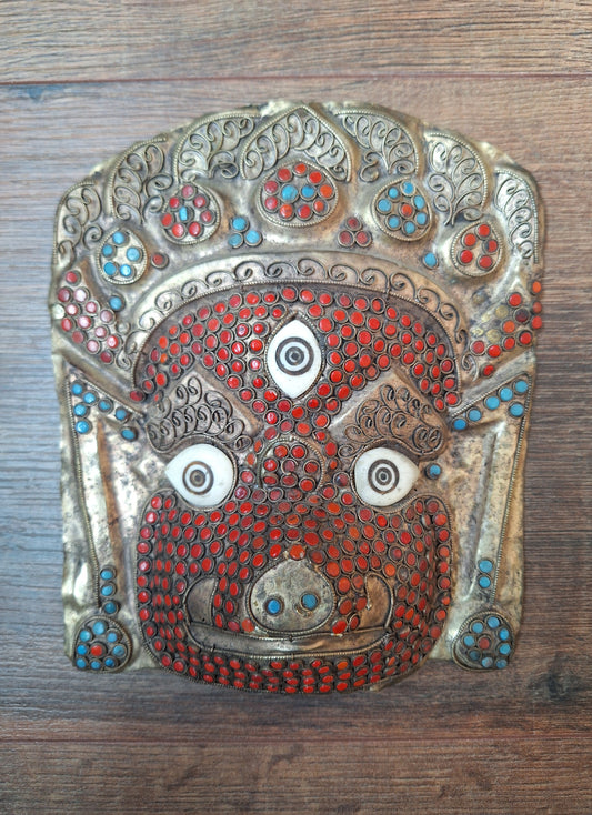 Vintage Tibetan cloisonne Mahakala mask