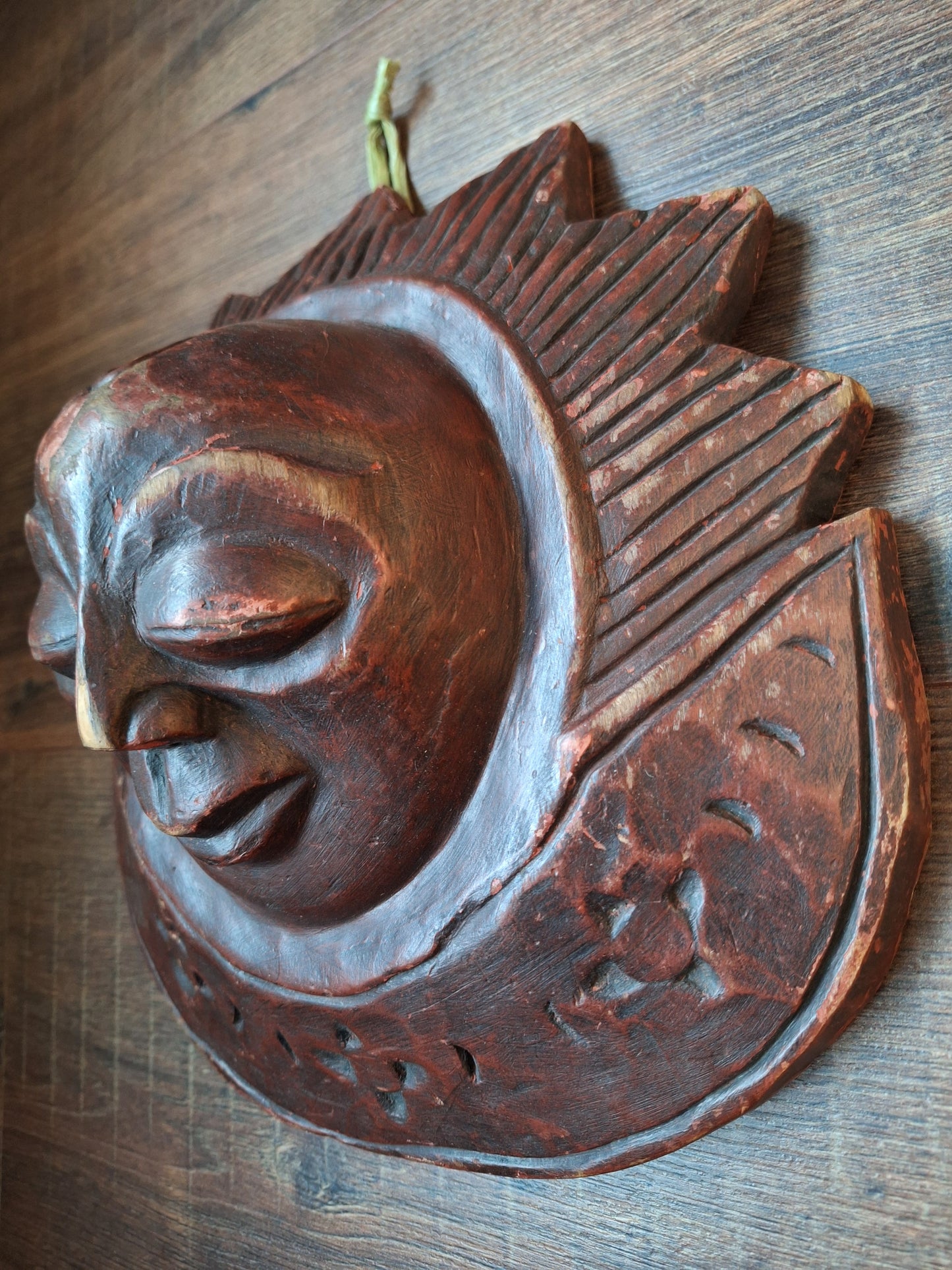 Vintage wooden wallhanger Sun and Moon