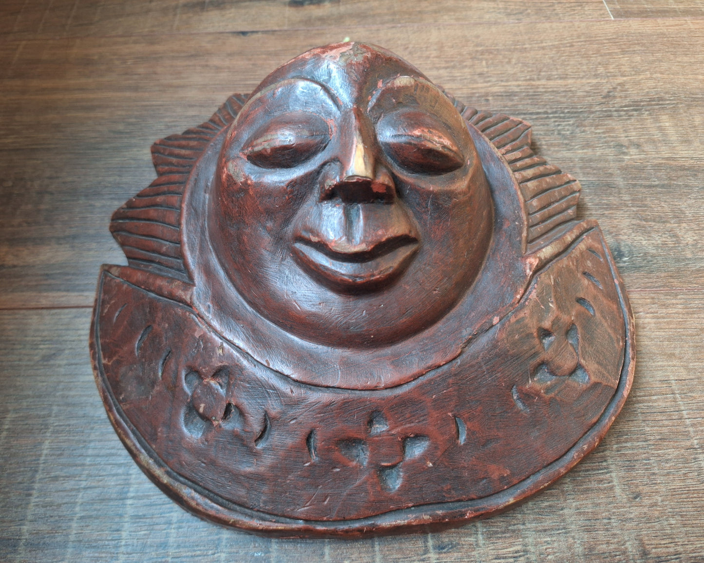 Vintage wooden wallhanger Sun and Moon