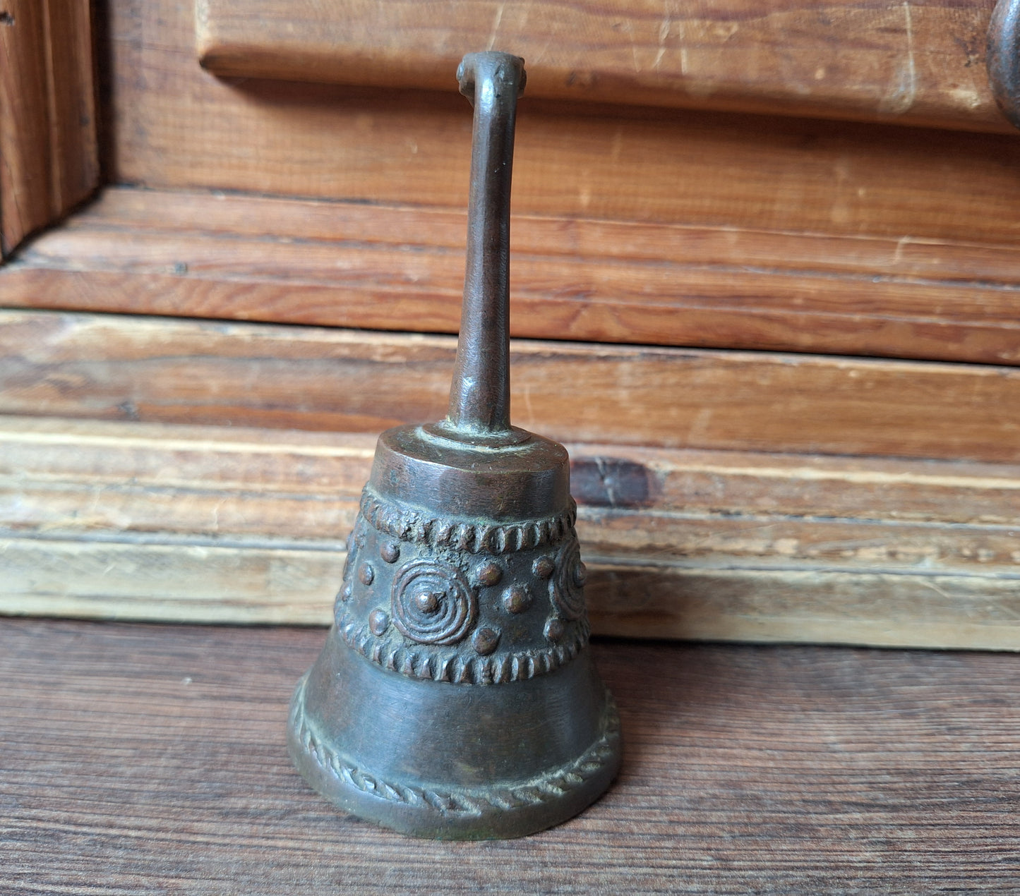 Vintage bronze altar bell with snake