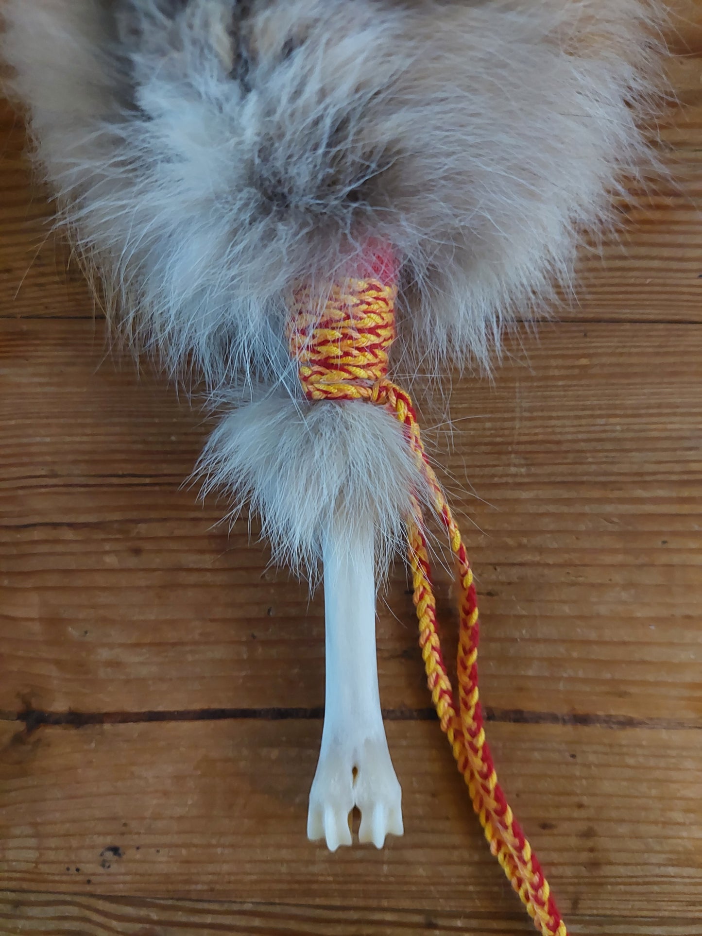 Fox fur and roe deer leg bone rattle