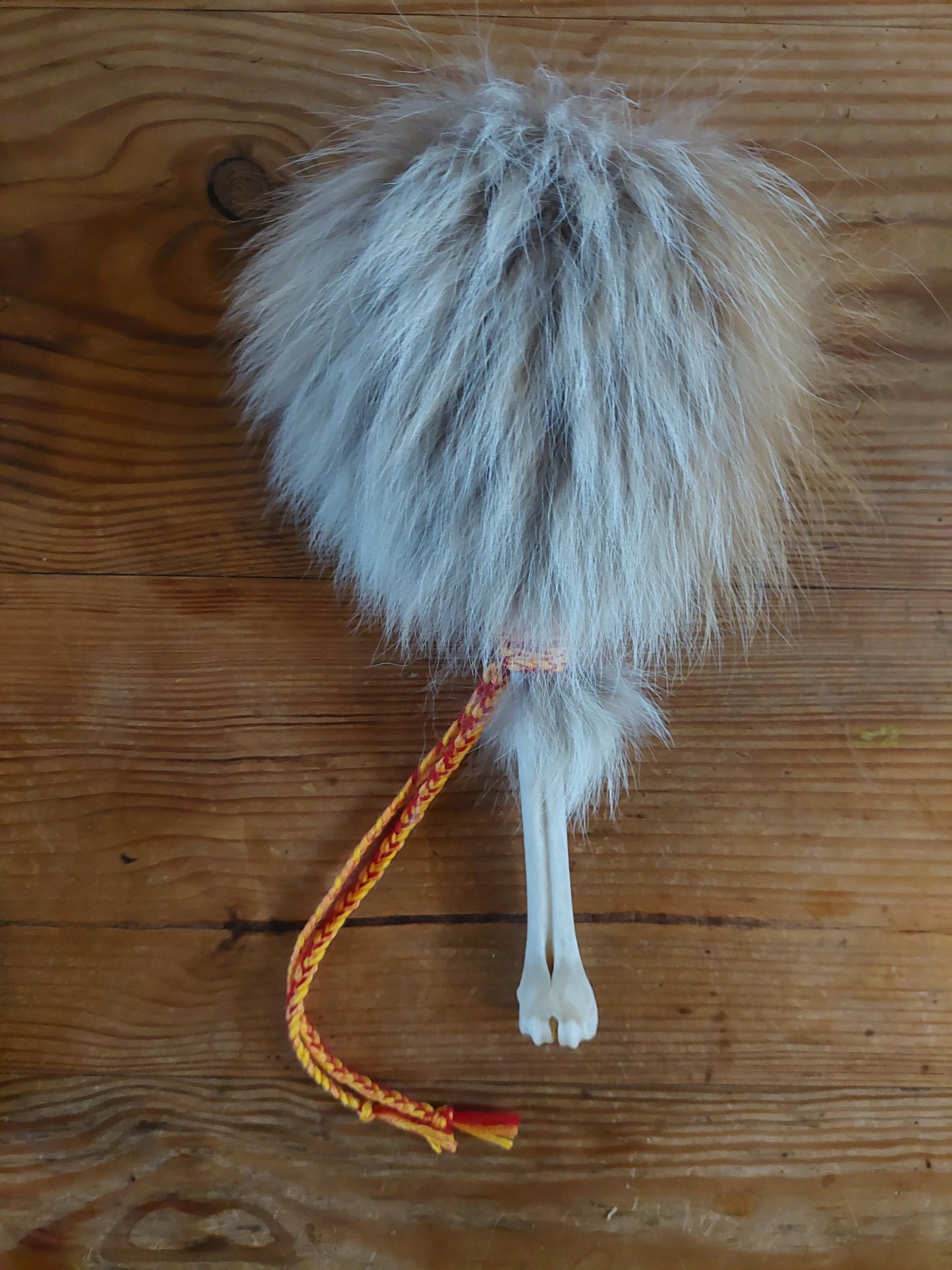 Fox fur and roe deer leg bone rattle