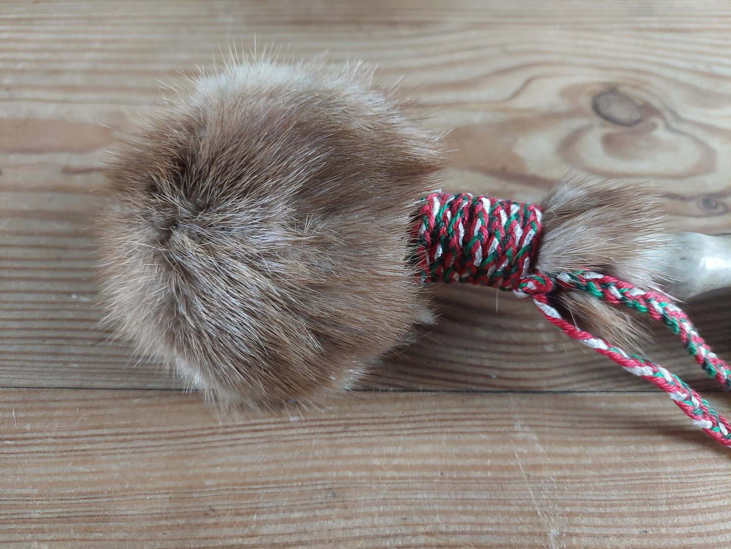 Rabbit fur and fallow deer antler rattle