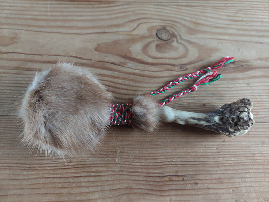 Rabbit fur and fallow deer antler rattle