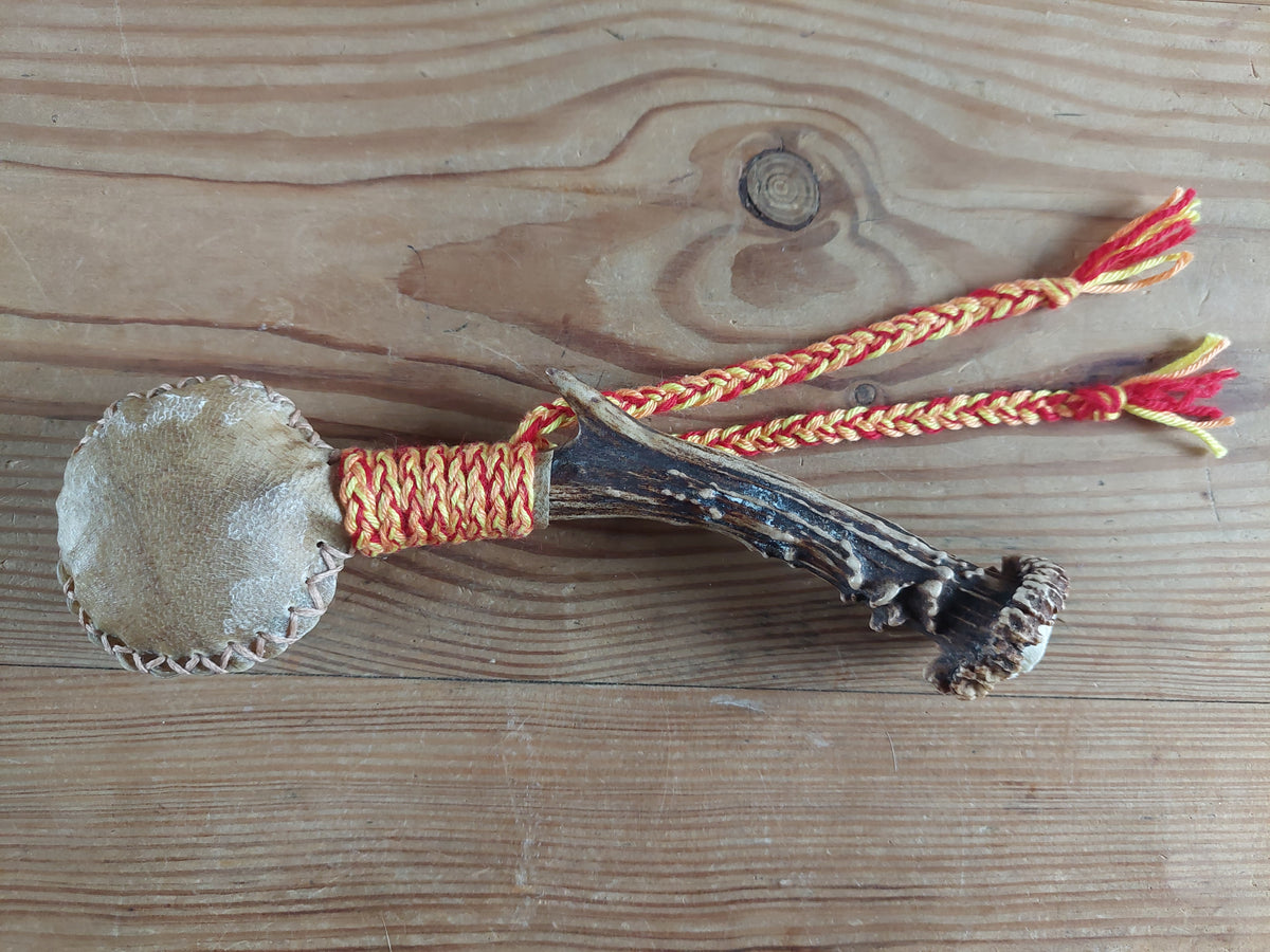 Deer Rattle Goat hide and roe deer antler rattle – Seawolf Shop