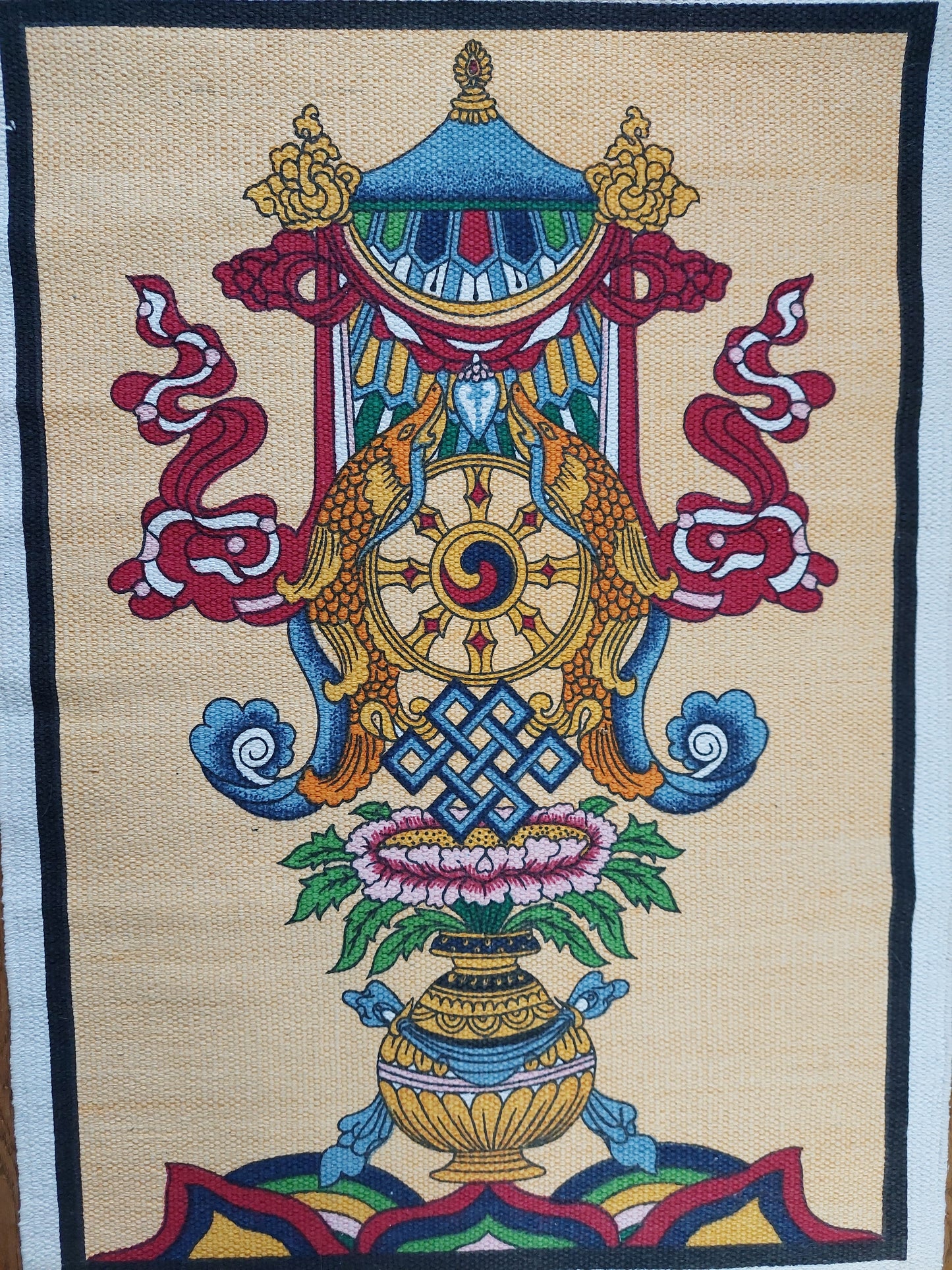 Tibetan wallhanger "Eight lucky signs"