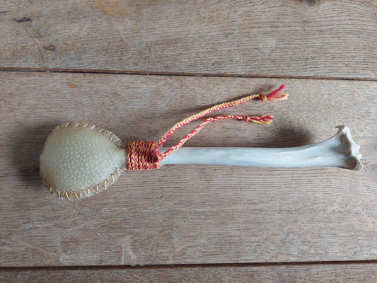 Red deer hide and red deer leg bone rattle