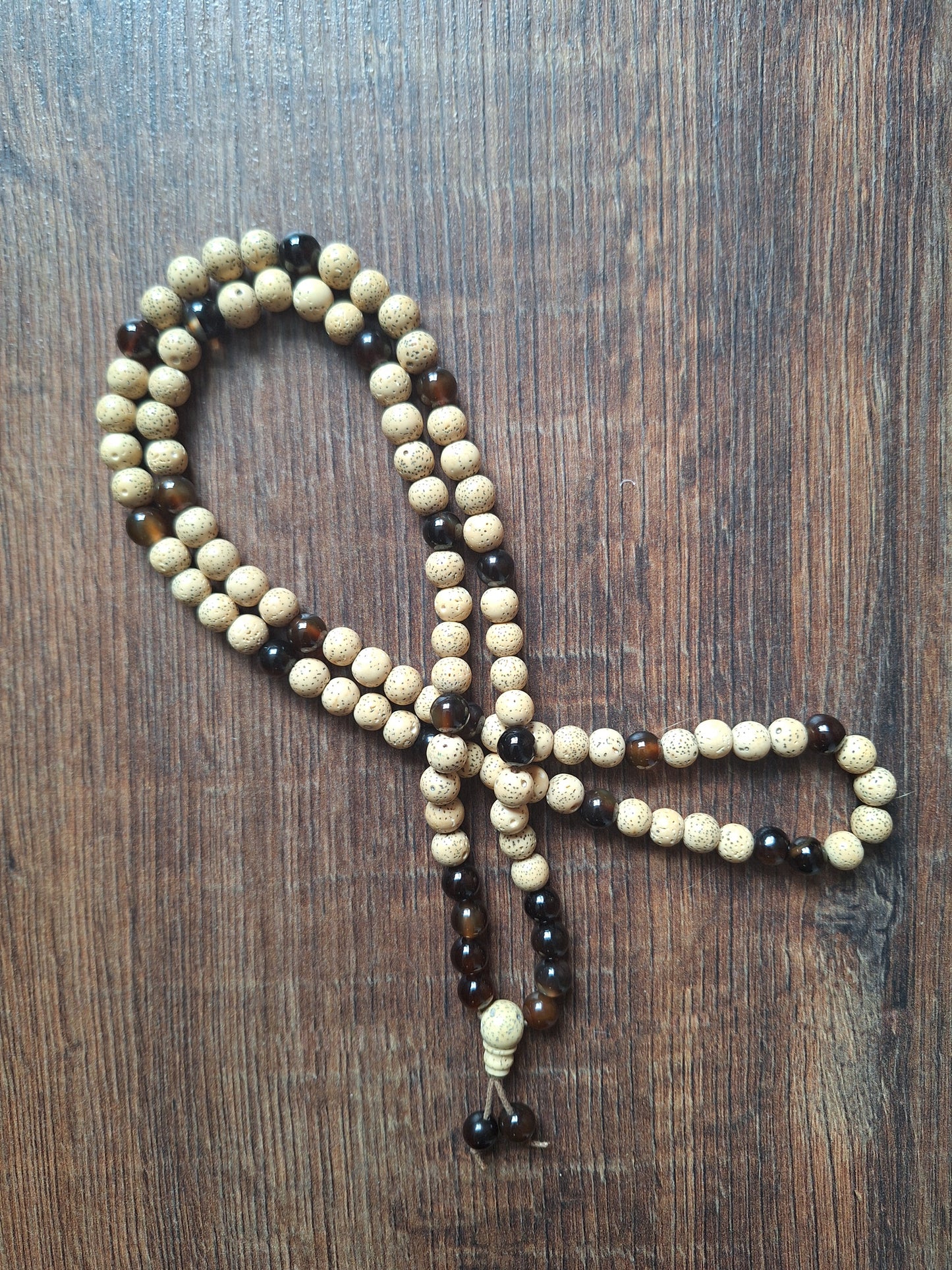 Moon and Stars bodhi and brown agate mala