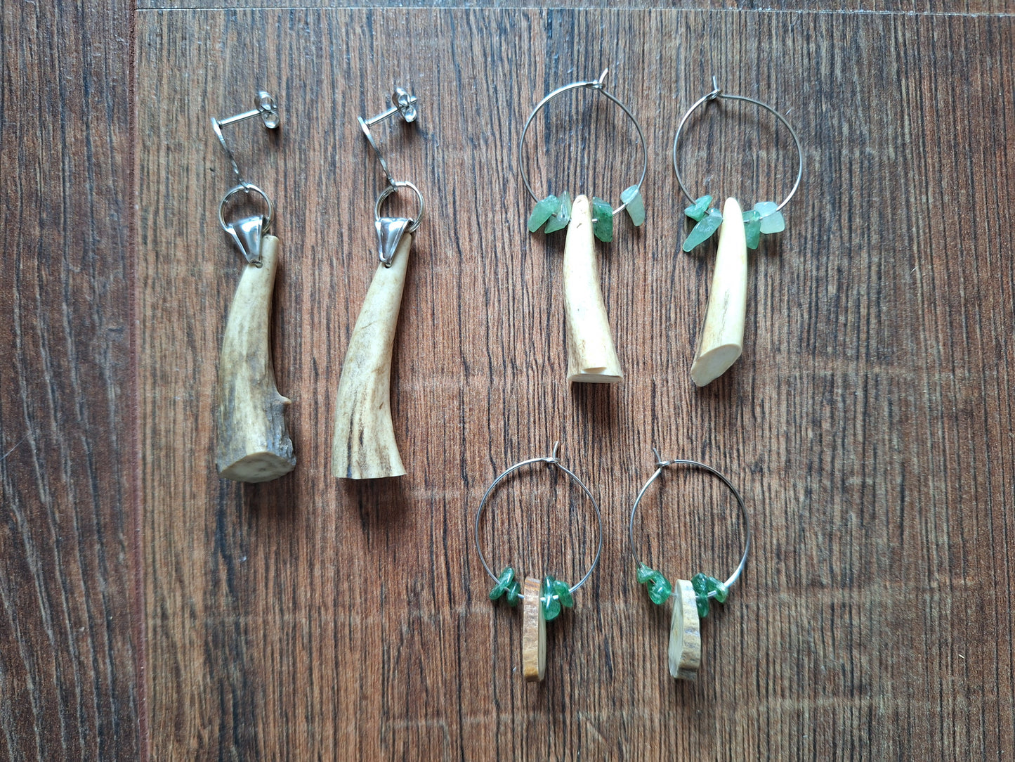 Roe deer antler amulet earrings