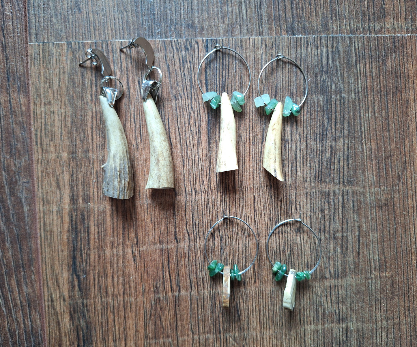 Roe deer antler amulet earrings