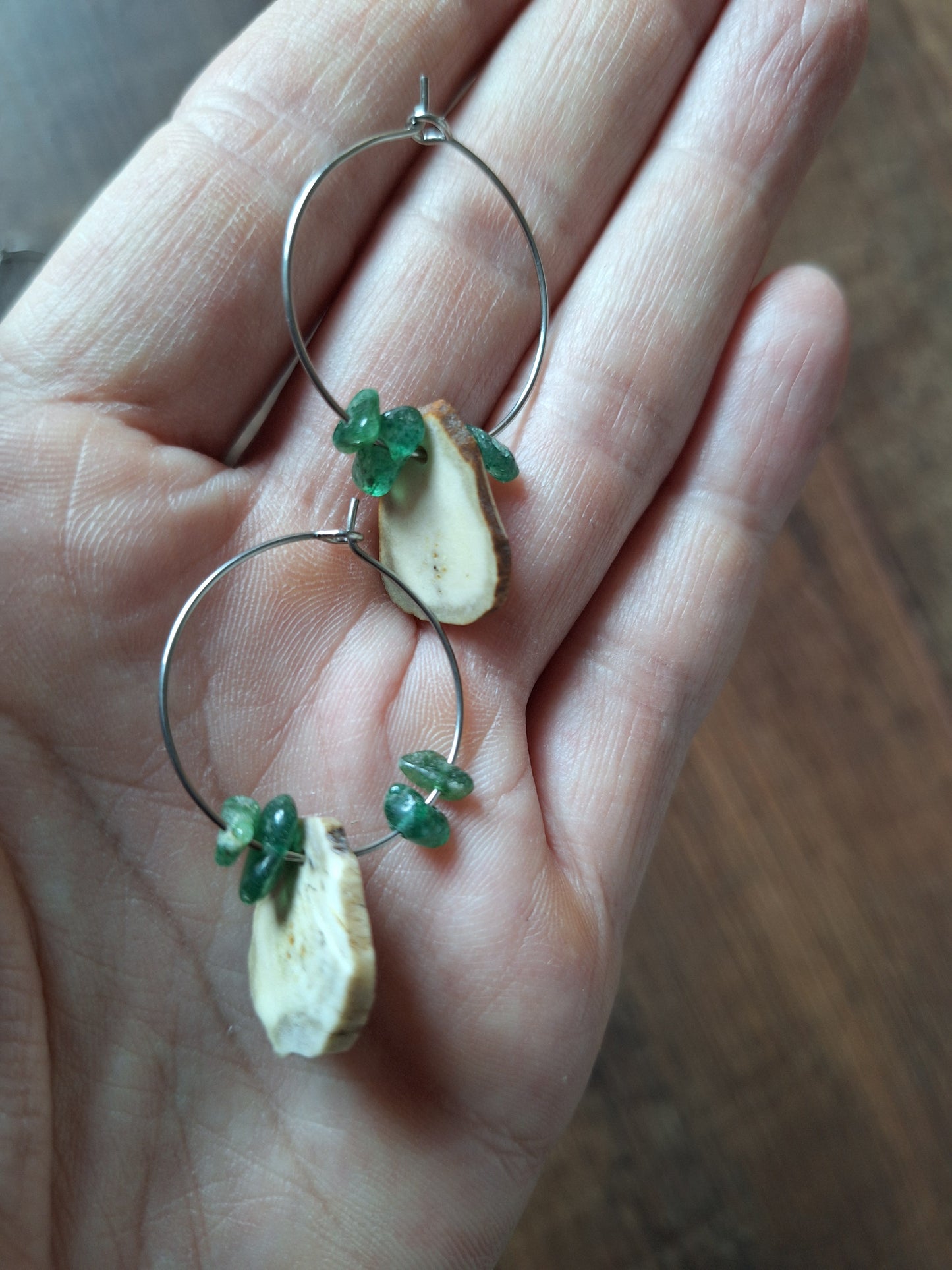 Roe deer antler amulet earrings
