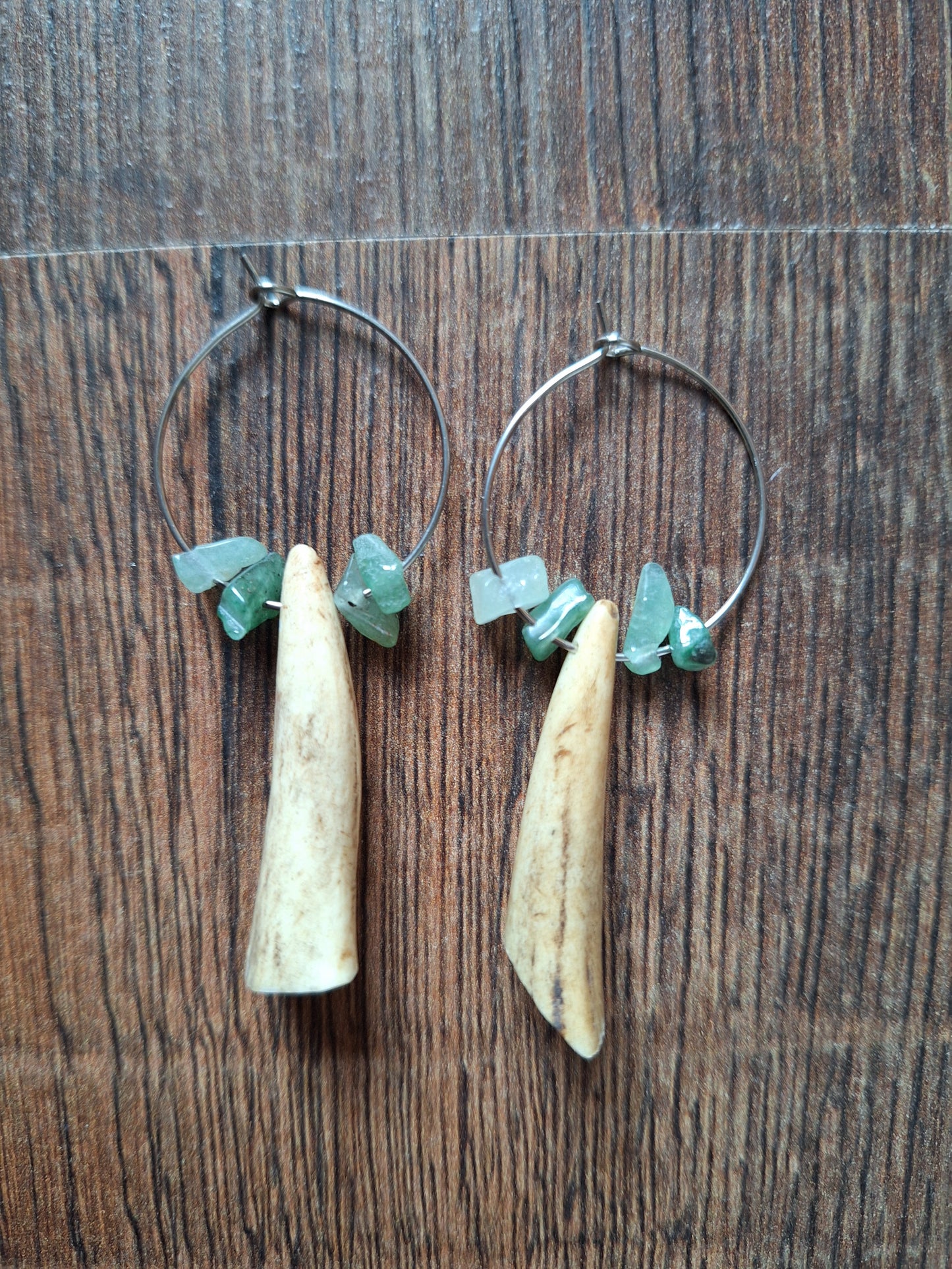 Roe deer antler amulet earrings