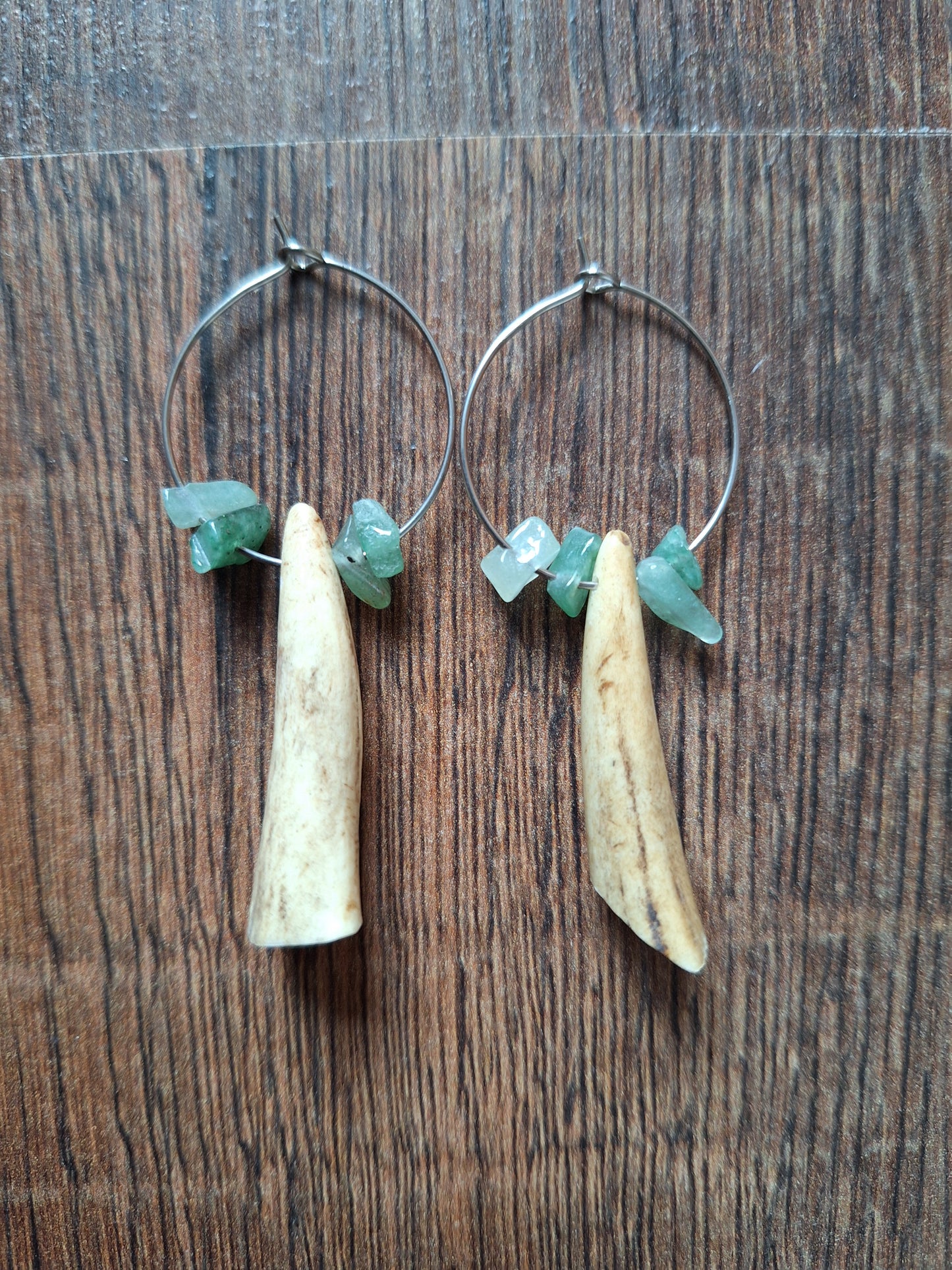 Roe deer antler amulet earrings