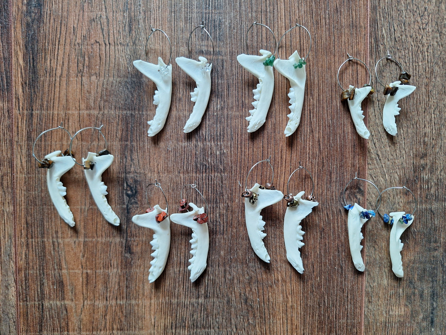 Marten jaw bones amulet earrings