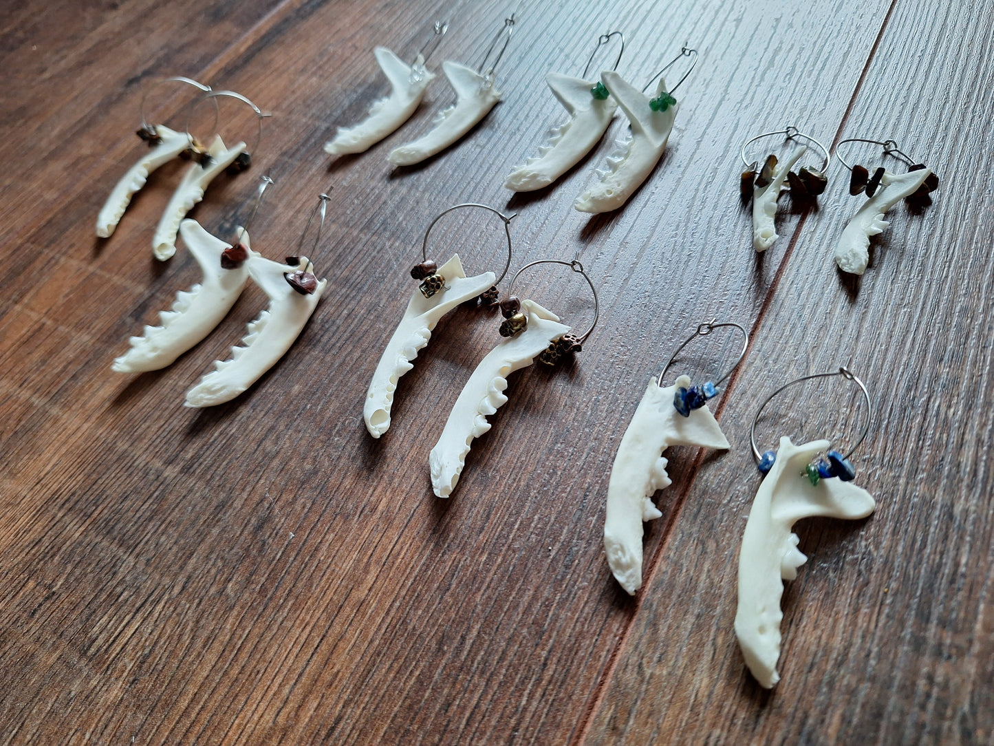 Marten jaw bones amulet earrings