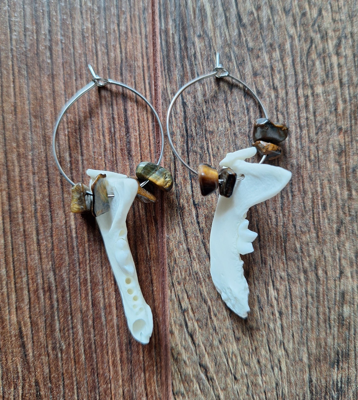Marten jaw bones amulet earrings
