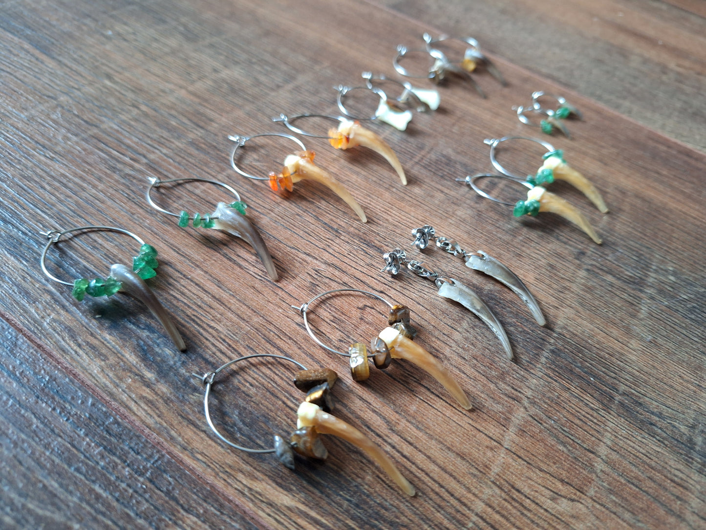 Badger claw amulet earrings