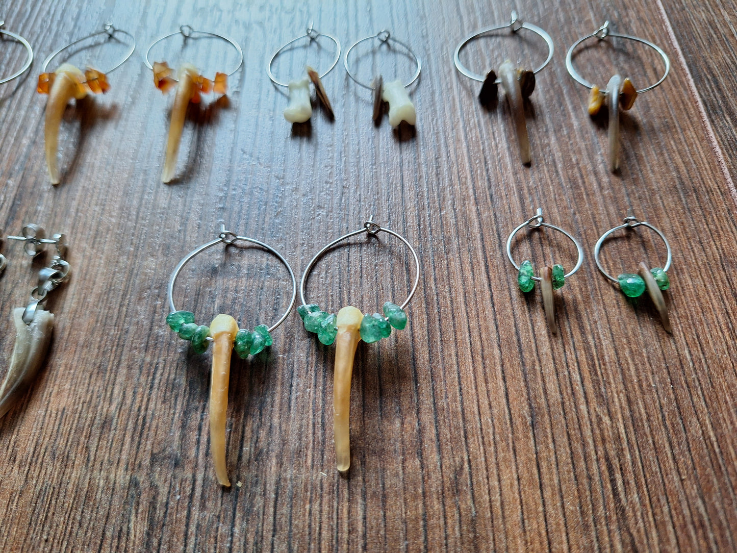 Badger claw amulet earrings