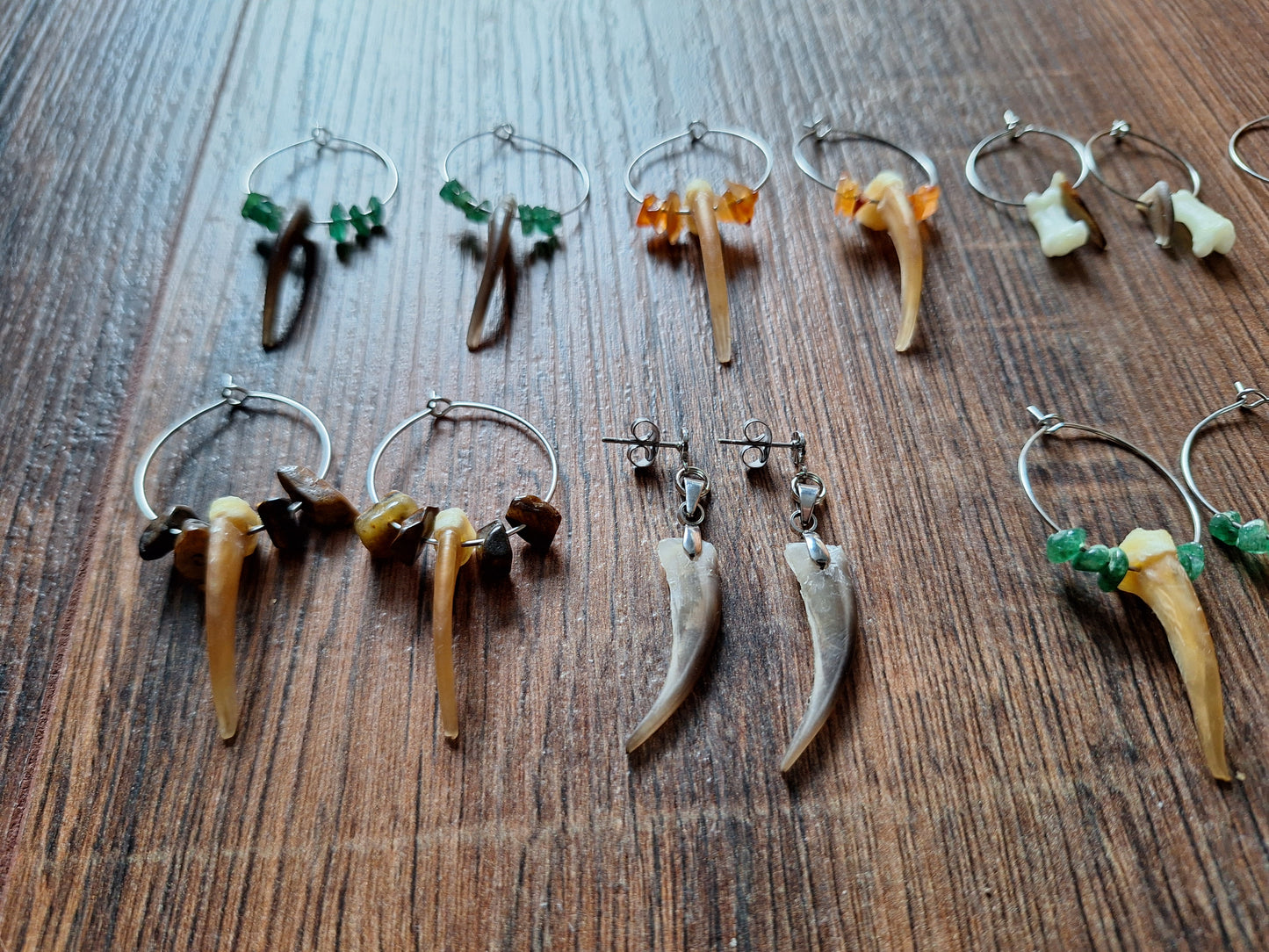 Badger claw amulet earrings
