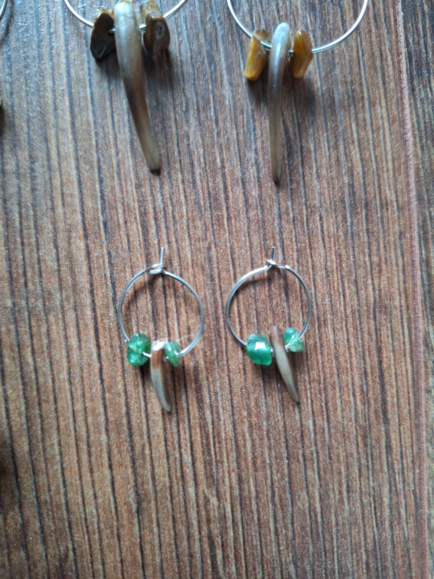 Badger claw amulet earrings